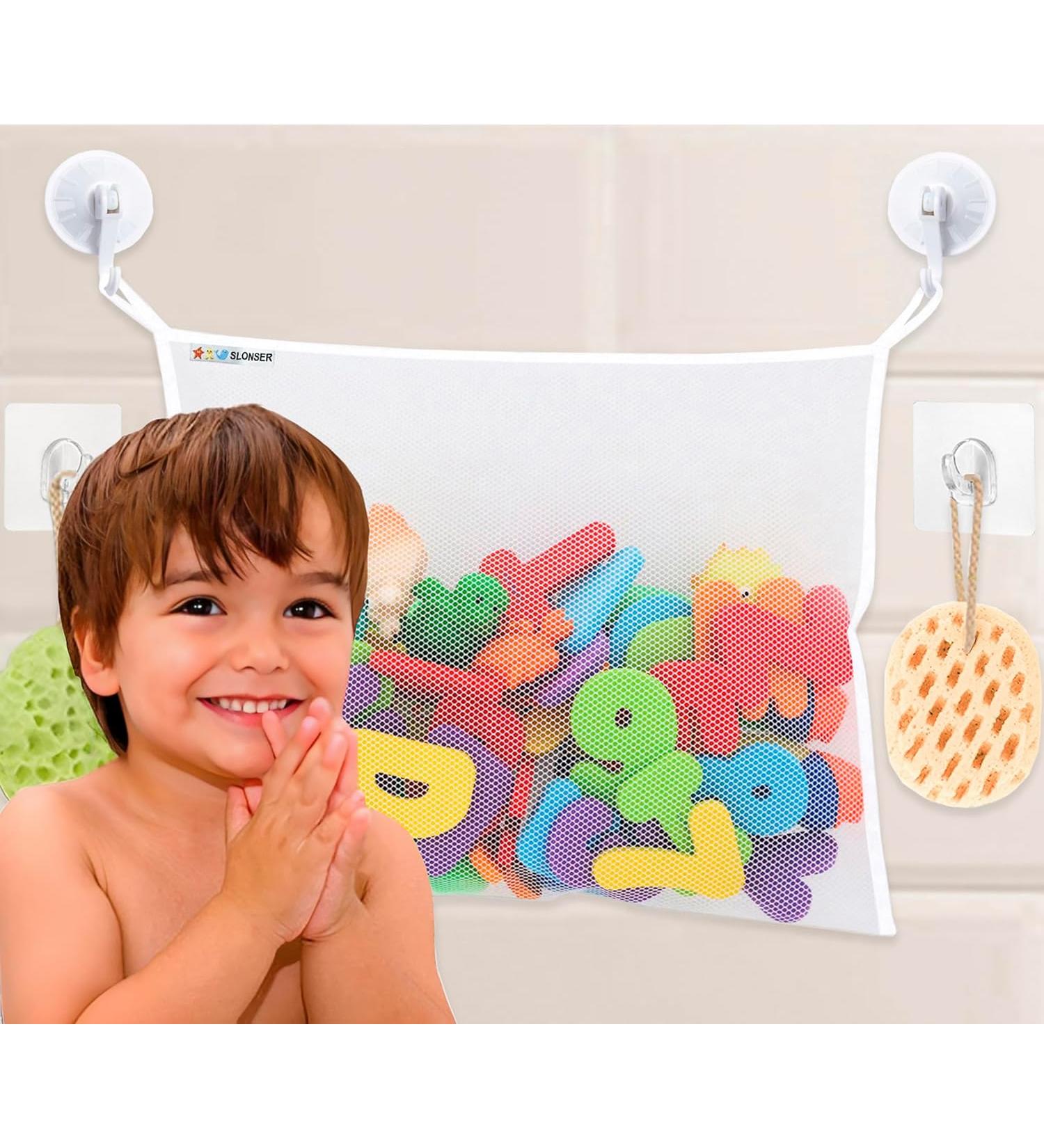 Bath Toy Holder & Organizer - Mesh Bag for Shower & Tub Toys Storage | Kids Bathroom Toy Caddy - Vanilla - Buy Online on SooperMarket.com