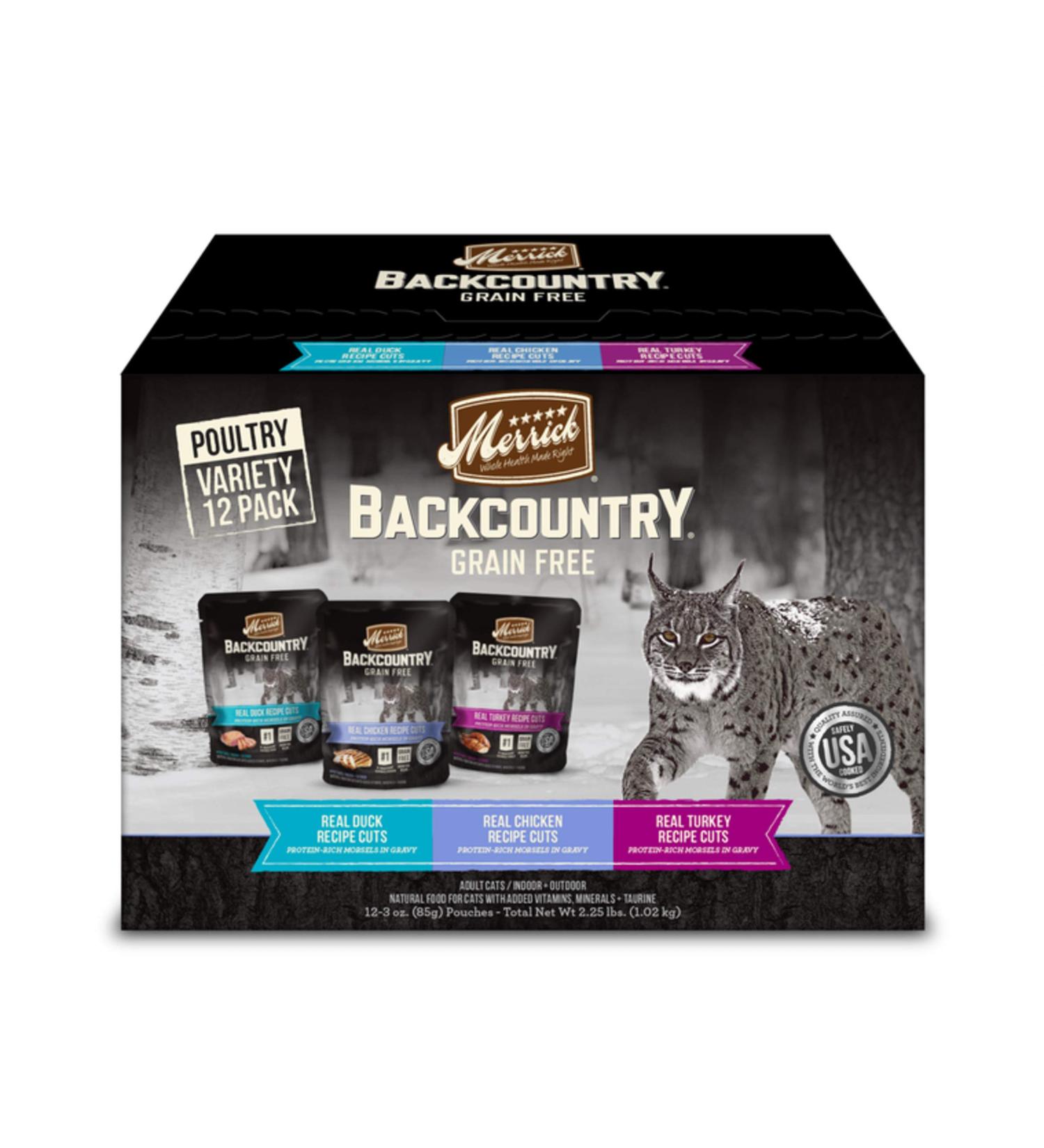 Merrick Backcountry Grain-Free Real Meat Wet Cat Food Variety Pack - 3 oz. Pouches (12-Pack) - Buy Online on SooperMarket.com