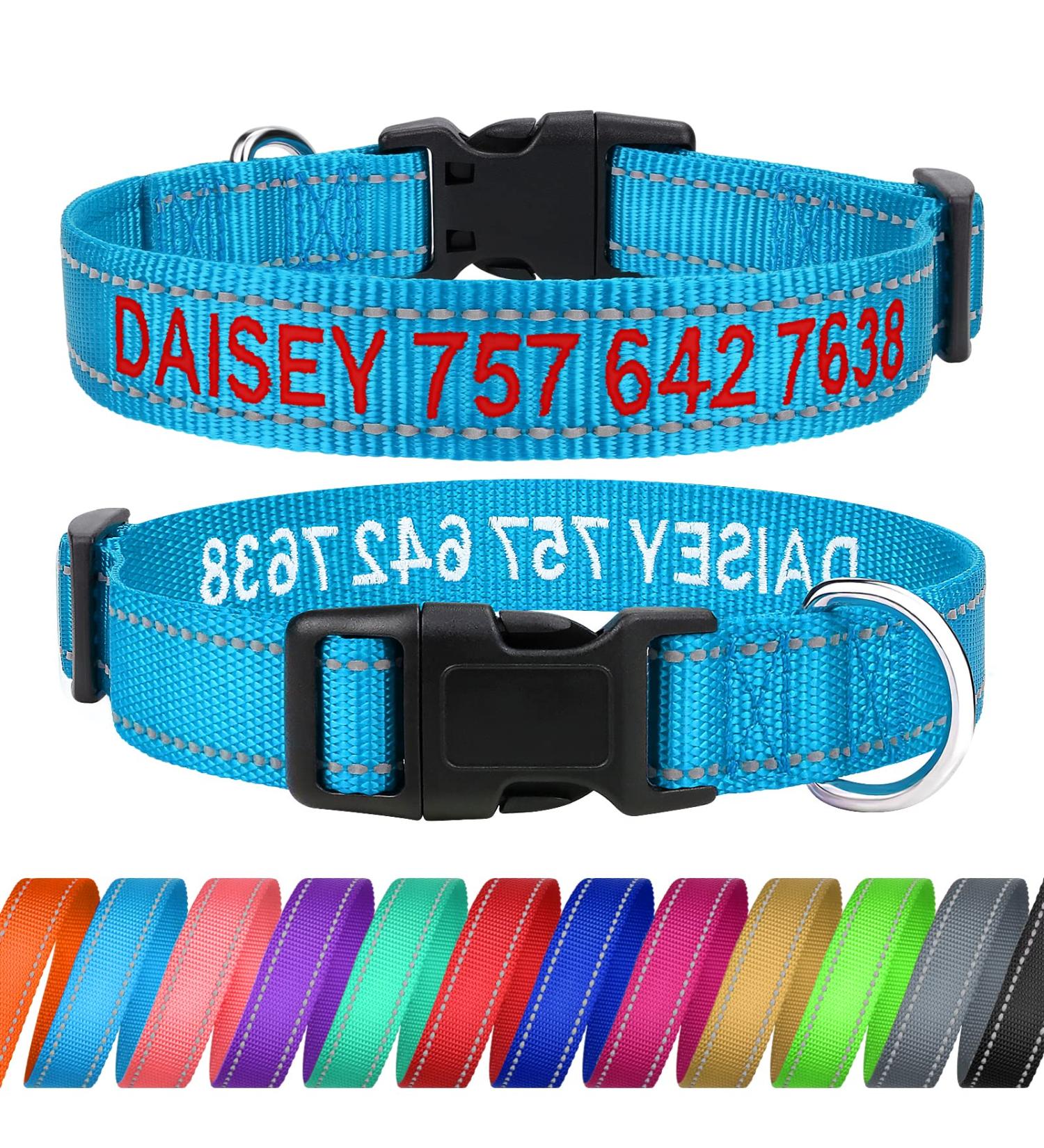 Buy Tagme Personalized Dog Collar for Small Dogs - Embroidered Reflective Nylon Sky Blue XS (1 Pack) - Custom Pet Name & Phone Number - Buy Online on SooperMarket.com