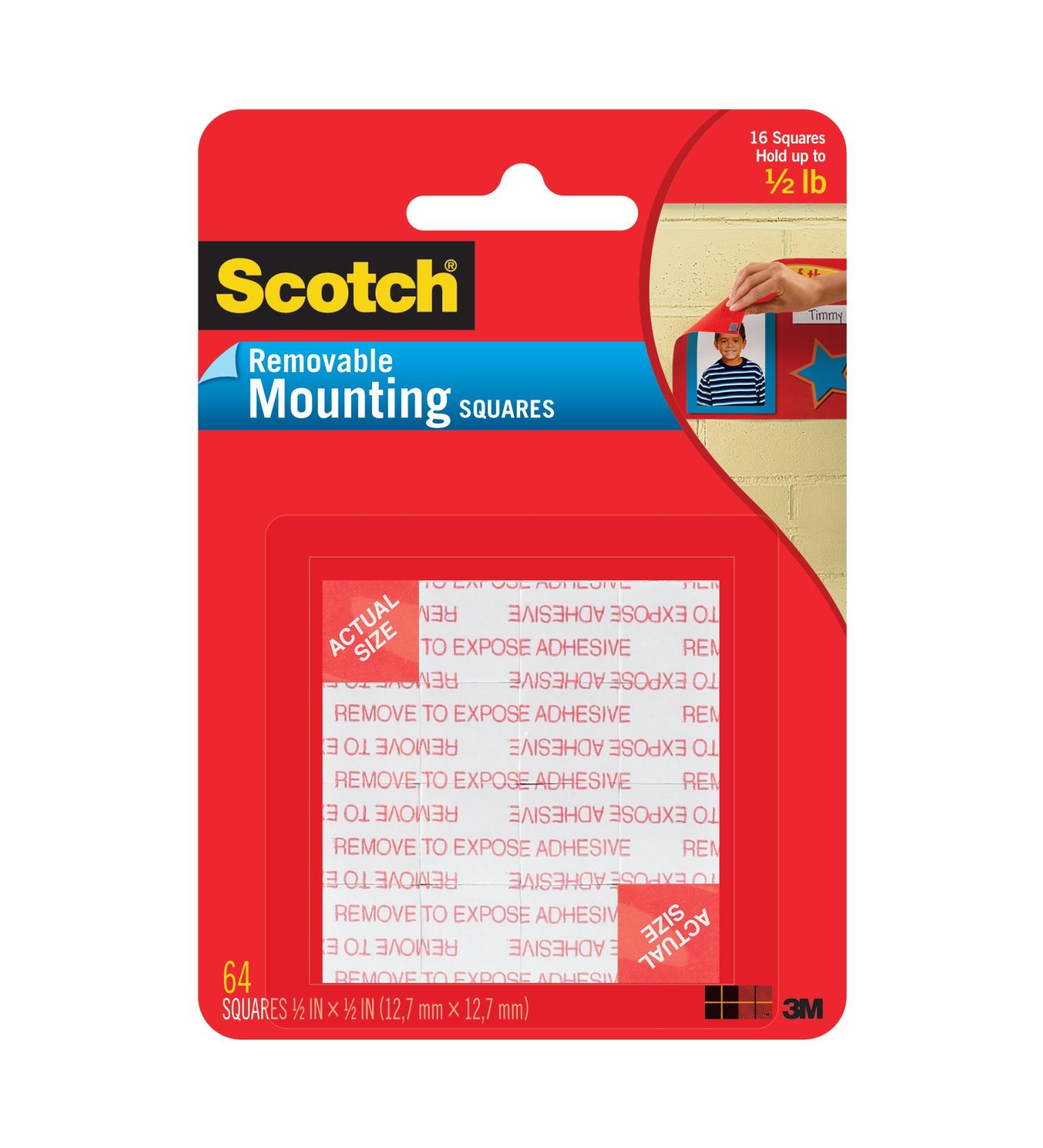 Scotch 108-SML Mounting Squares 1/2-Inch X 1/2-Inch Black 64-Squares 1-Pack Clear Clear 0.5 64 Squares - Buy Online on SooperMarket.com