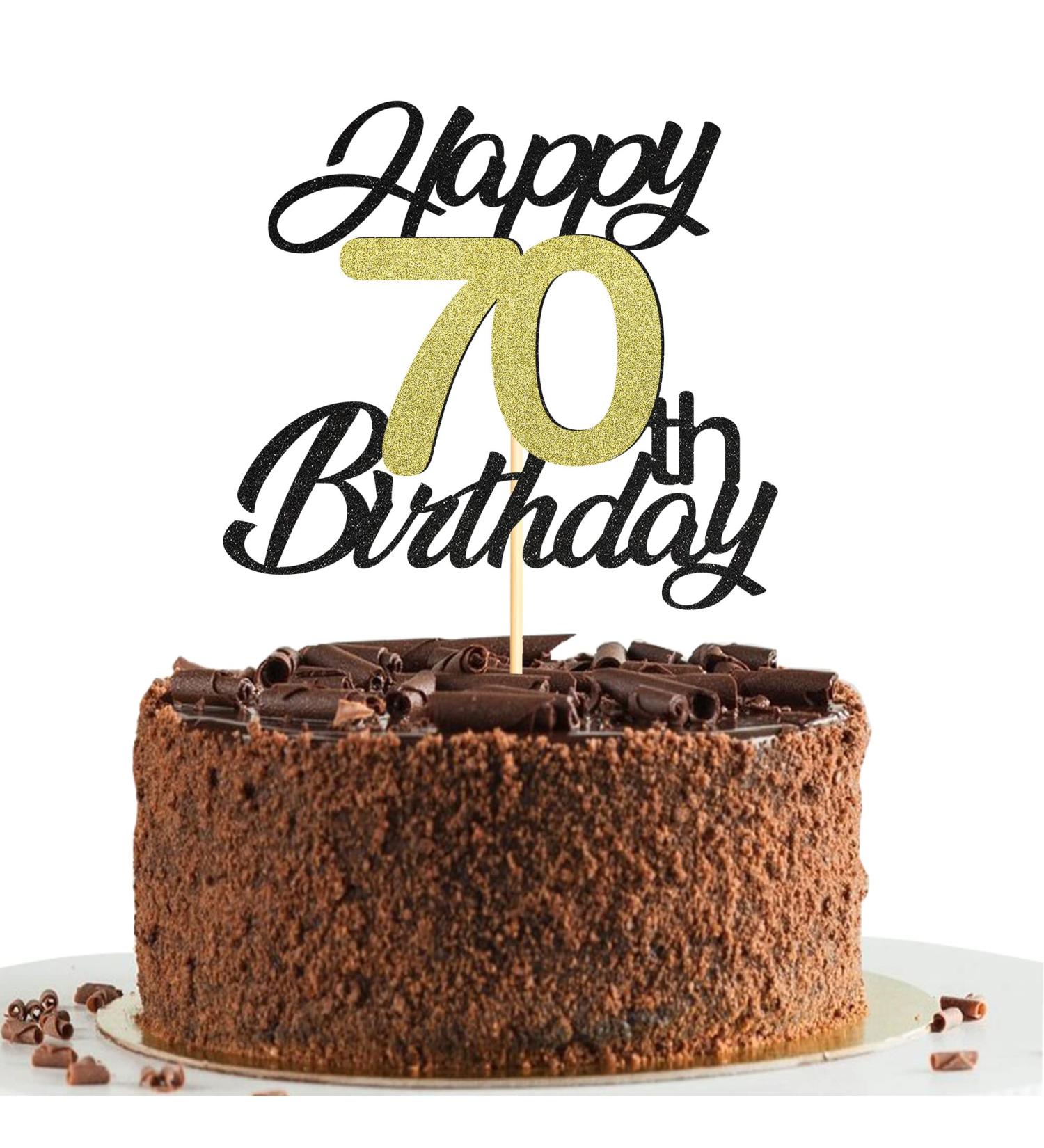 Shop Sumerk 70th Birthday Cake Attachments - Gold & Black Decorations Perfect Party Accessories - Buy Online on SooperMarket.com