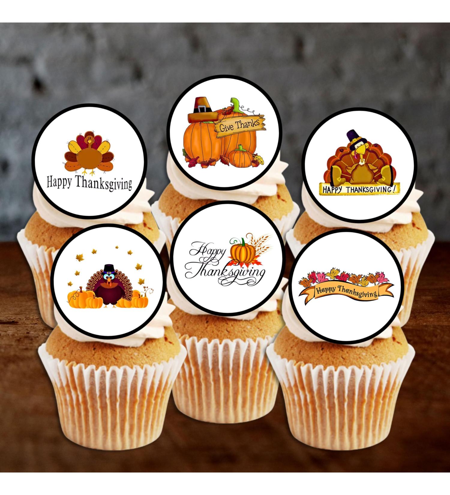 PRECUT Thanksgiving Cupcake Toppers Edible Thanksgiving Cake Decorations Edible Thanksgiving Decorations Fall Cake Topper Edible Pumpkin Cake Decorations (12) - Buy Online on SooperMarket.com