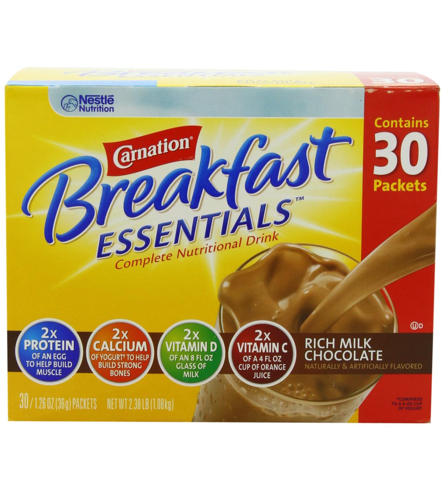 Carnation Breakfast Essentials Rich Milk Chocolate Nutritional Drink 1.26 oz (Pack of 30) - Buy Online on SooperMarket.com