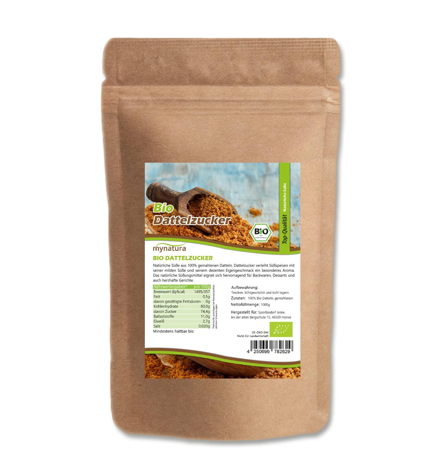 Mynatura Bio Date Sugar - 100% Natural Plant-Based Sweetener (1kg) | Aromatic Additive-Free Alternative - Buy Online on SooperMarket.com