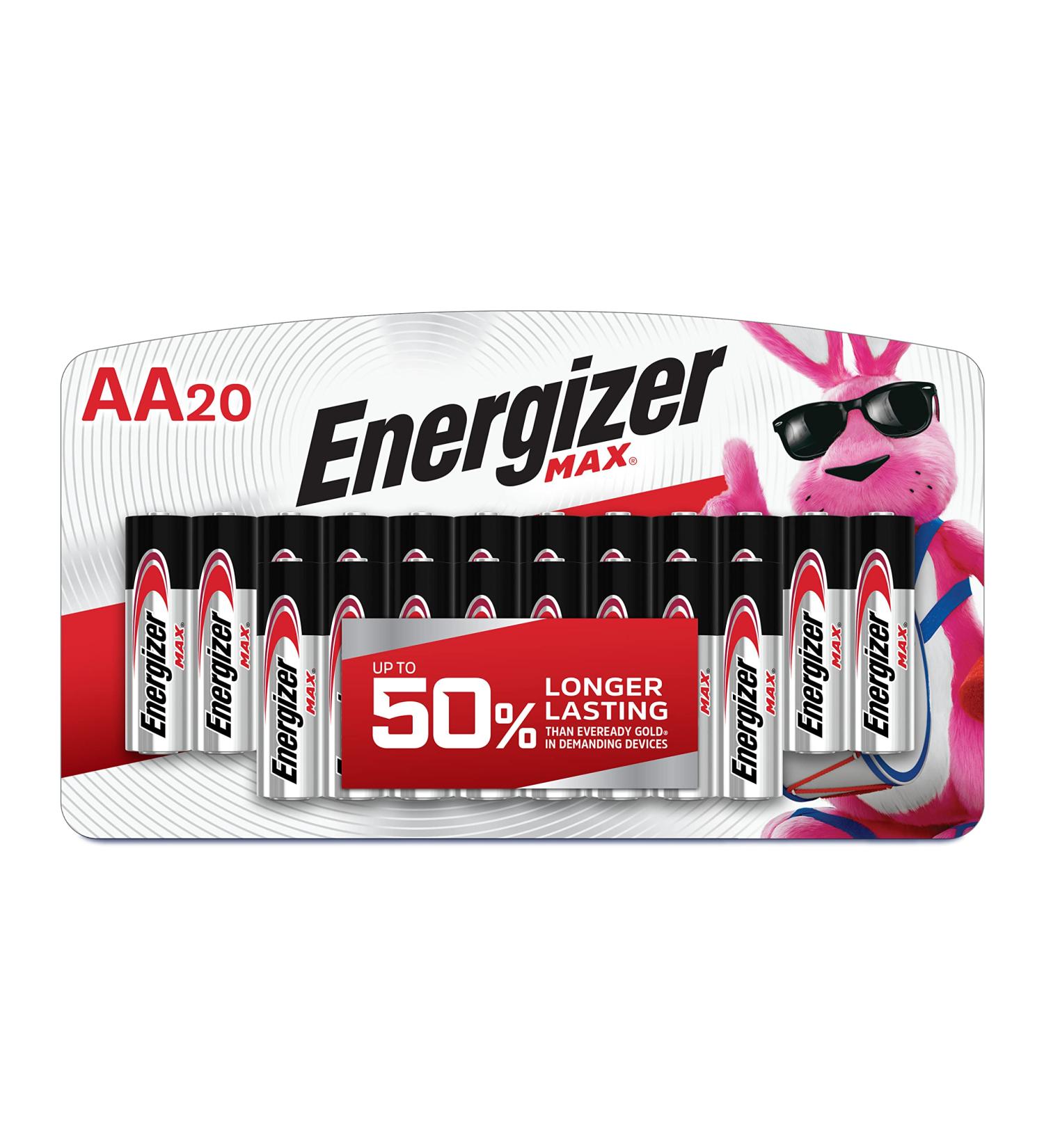 Energizer AA Batteries - Max Double A Alkaline 20 Count Pack | Long-Lasting Power for All Devices - Buy Online on SooperMarket.com