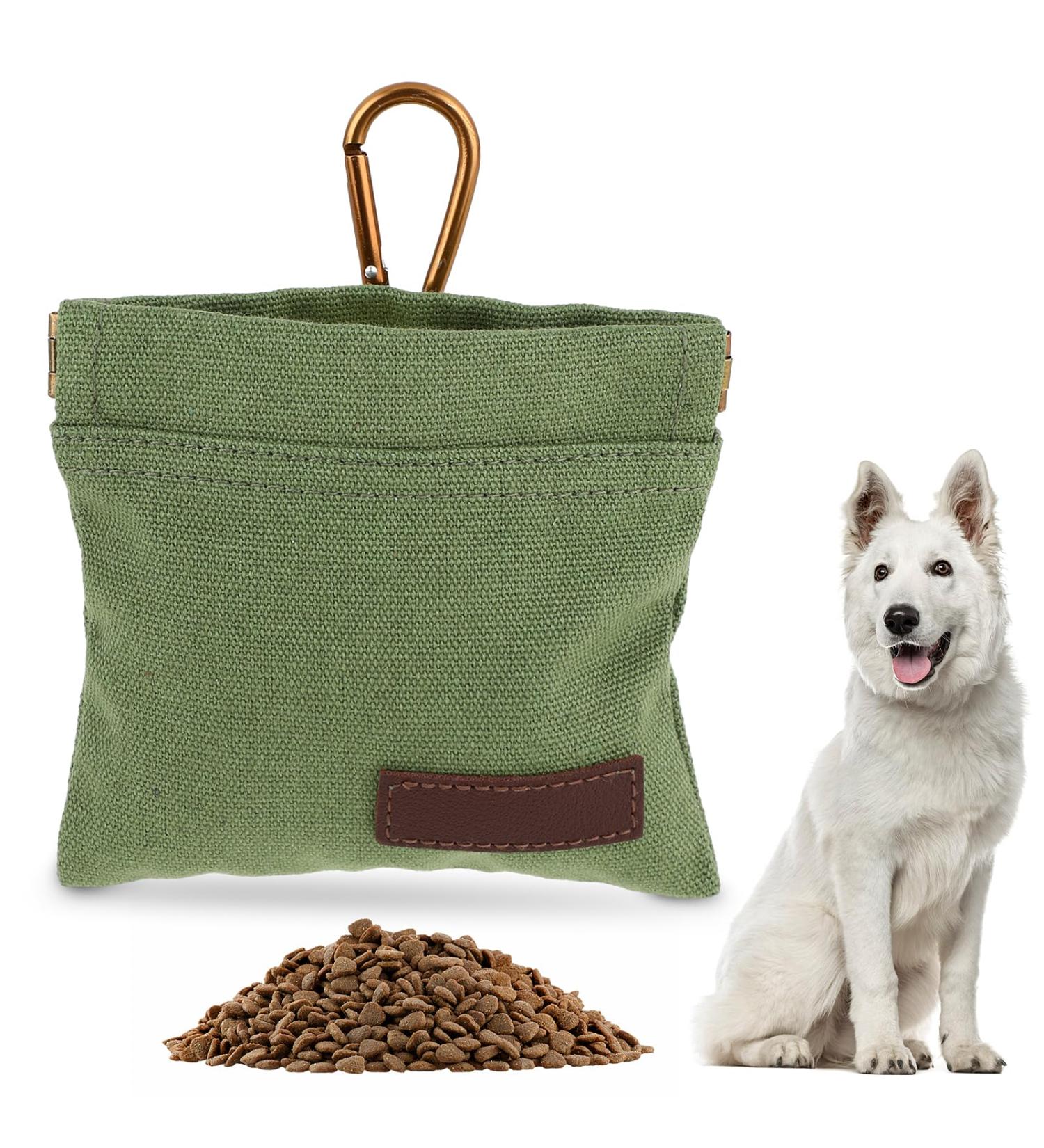 Jeffdad Dog Treats & Free-Handed Feed Bag for Training - Green Carabiner Closure | Perfect for Puppies - Buy Online on SooperMarket.com