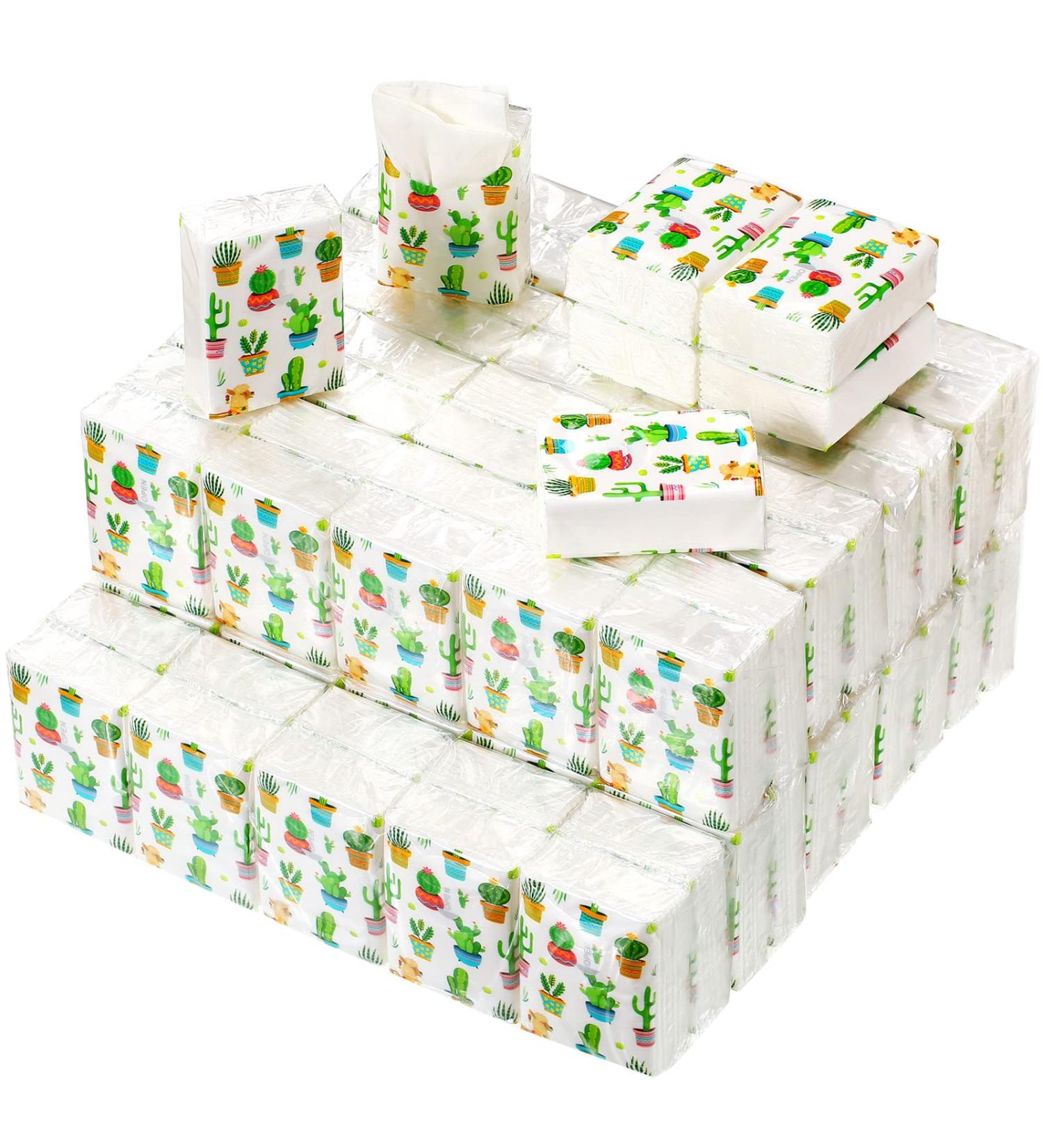 100 Pcs Succulent Cactus Pocket Tissues - Cute Travel Size for Wedding Favors - Buy Online on SooperMarket.com