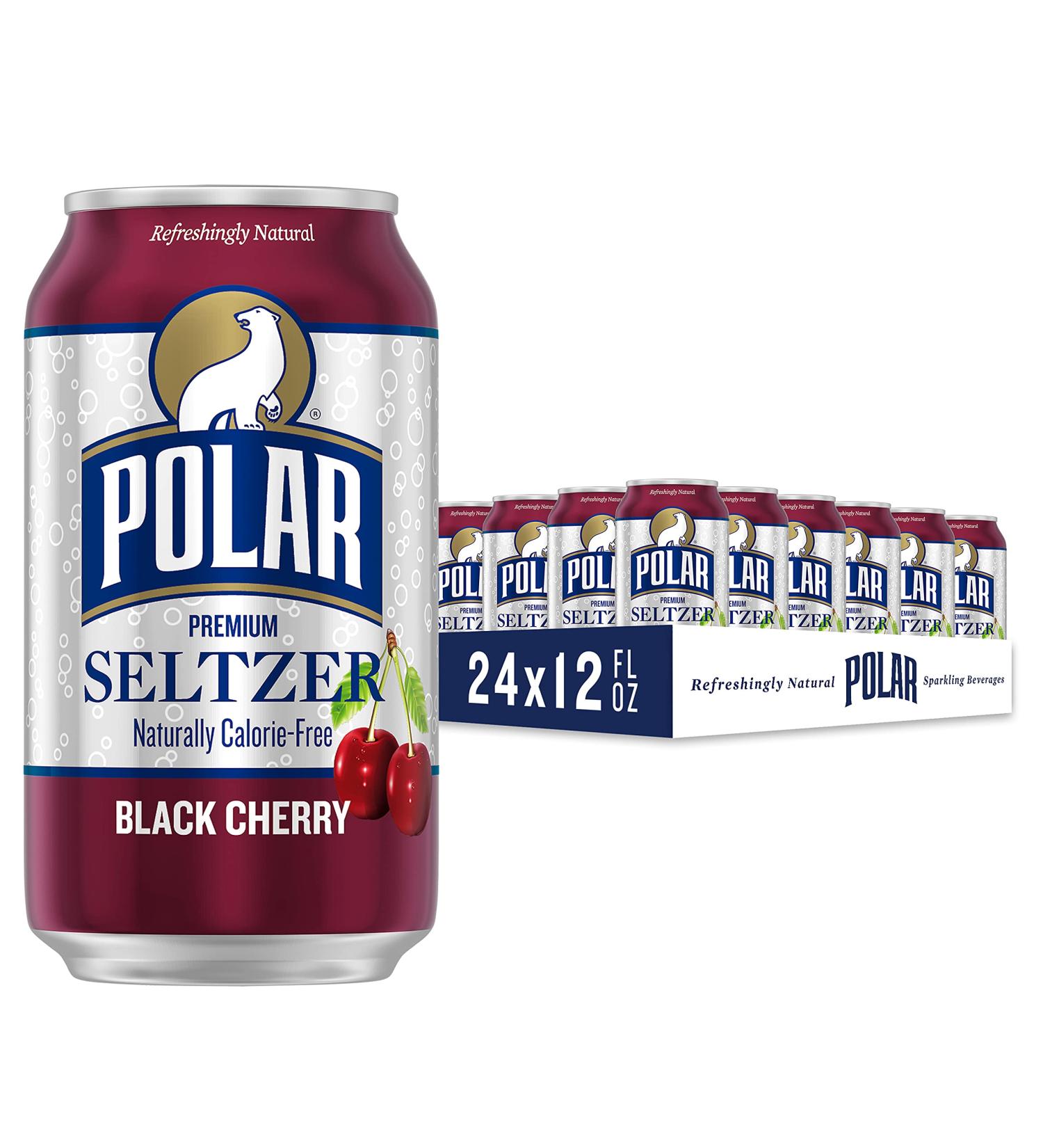 Polar Seltzer Water Black Cherry 12 fl oz Cans - 24 Pack - Refreshing Sparkling Beverage - Buy Online on SooperMarket.com