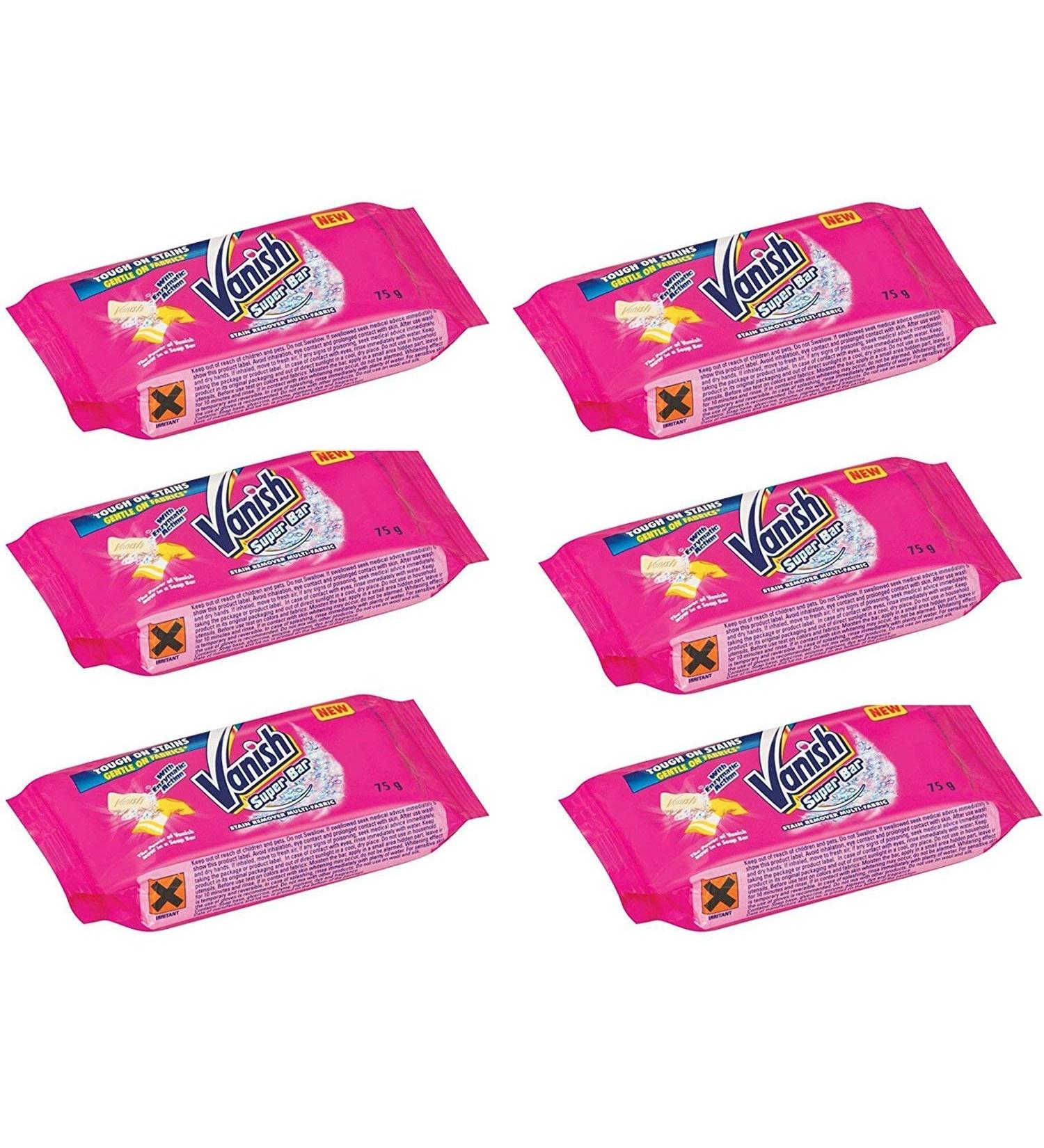 6 x Vanish Stain Remover Pre-Wash Bar 75g Per Bar Laundry Washing 1 Pink