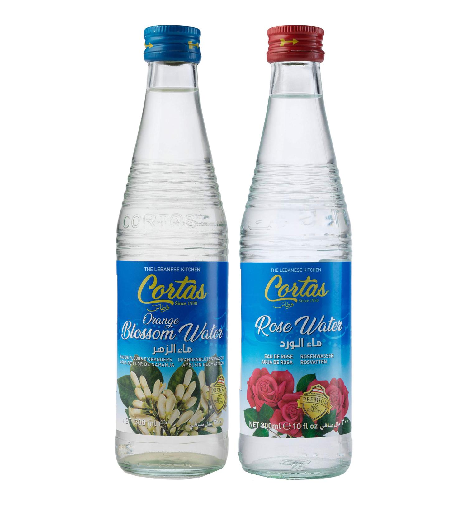 Cortas Rose Water & Orange Blossom Water Combo Pack - 10 Fl. Oz. Each (Set of 2 Bottles) - Buy Online on SooperMarket.com