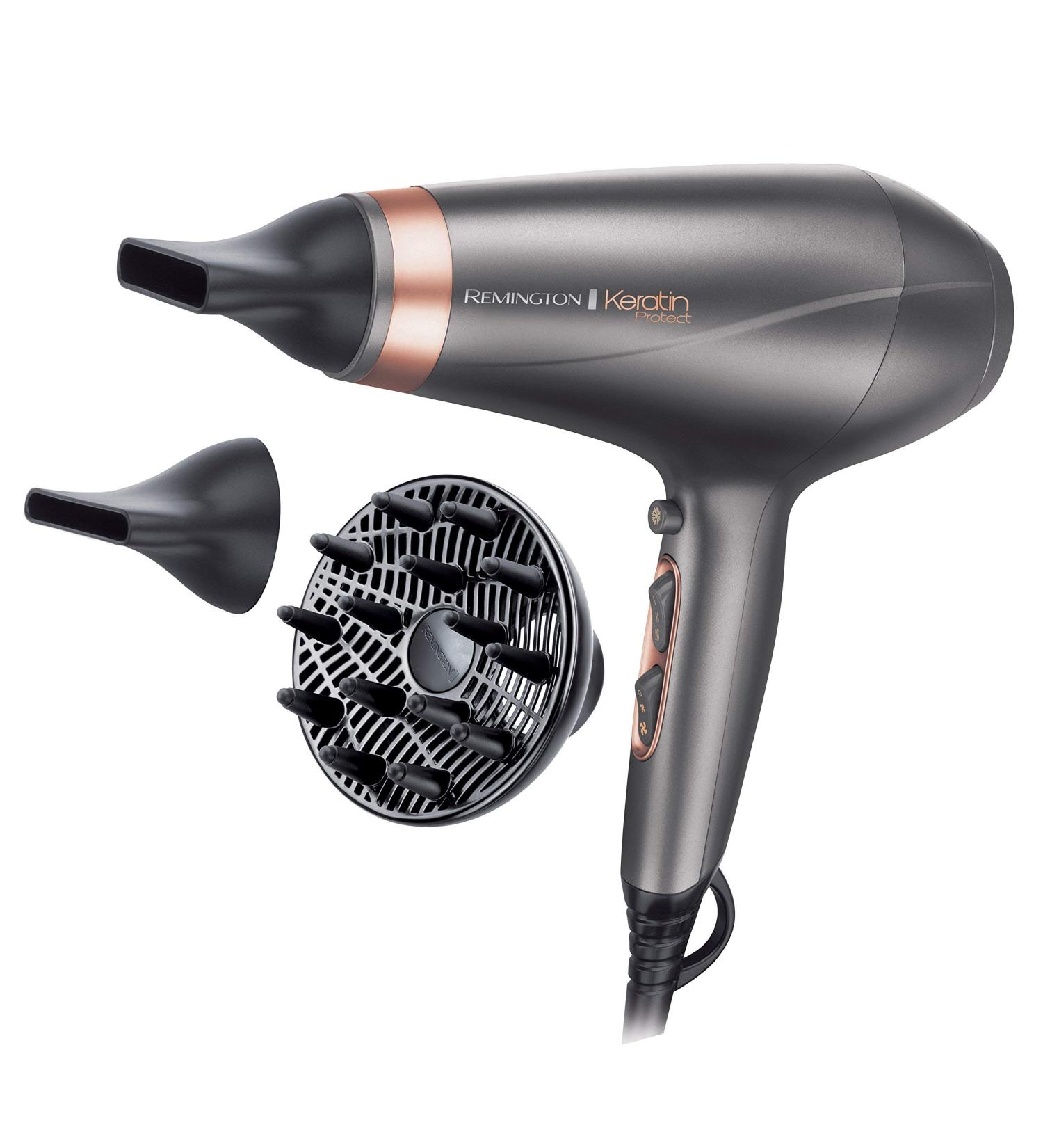 Remington AC8820 Hair Dryer - 2200W 150km/h Keratin & Almond Oil Infused Anti-Frizz Ion Care 3 Styling Attachments - International Shipping Available - Buy Online on SooperMarket.com