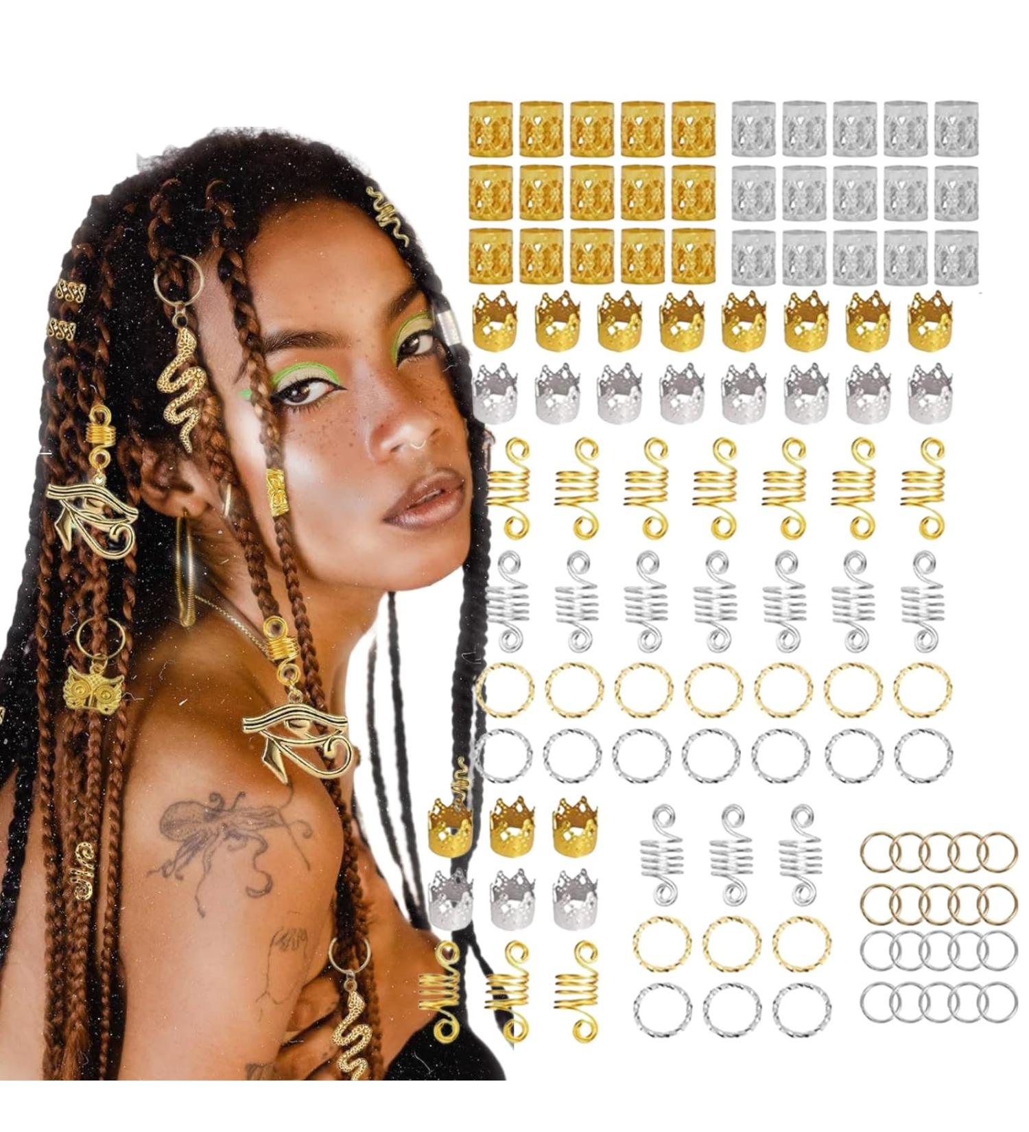 Hair Rings 110 Pieces Hair Jewellery Rings Dreadlock Accessories Hair Rings Spiral Dreadlocks Hair Braid Rings Hair Braid Rings Dreadlocks Aluminum Dread Locks Hair Beads Hair Decor - Buy Online on SooperMarket.com