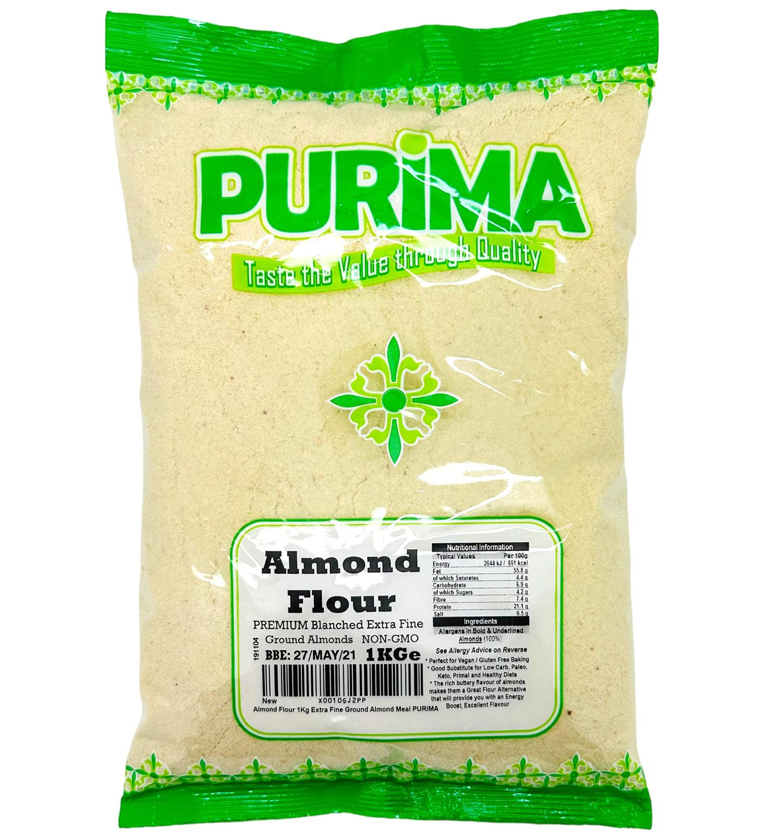 Premium Almond Flour 1KG - Finely Ground, Natural & Blanched Low Carb, Gluten Free for Baking - PURIMA 1kg Pack - Buy Online on SooperMarket.com