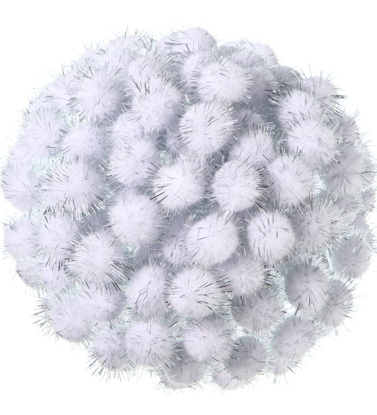 1000 Count 0.6 Inch White Glitter Pom Poms for Crafts and DIY - Fuzzy Craft Balls Hobby Supplies - Buy Online on SooperMarket.com