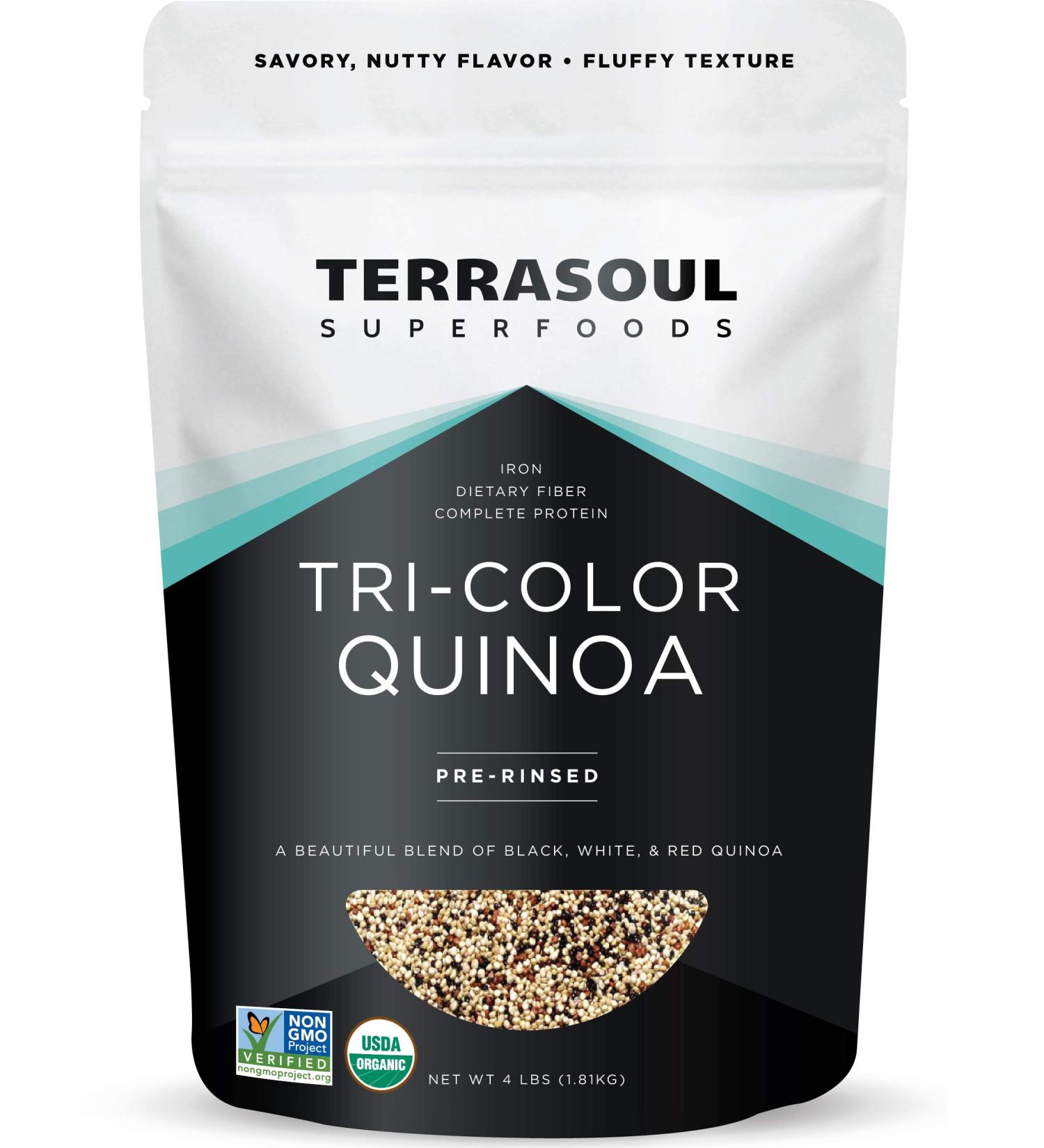 Terrasoul Superfoods Organic Tri-Colored Quinoa 4 Lbs - Premium Quality Quinoa Blend - Buy Online on SooperMarket.com