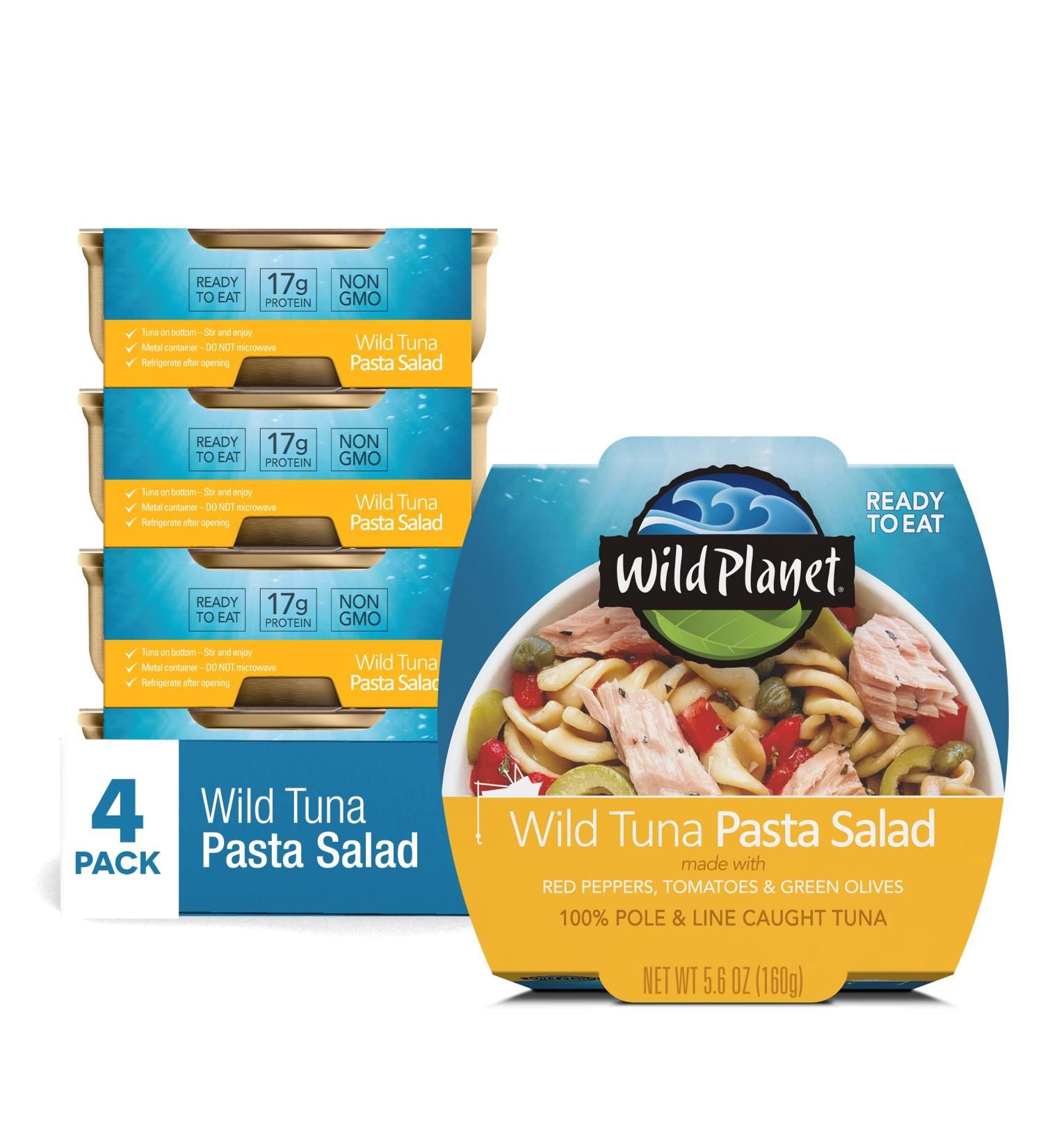 Wild Planet Ready-To-Eat Wild Tuna Pasta Salad with Organic Peppers, Tomatoes & Olives 5.6oz (Pack of 4) - Buy Online on SooperMarket.com