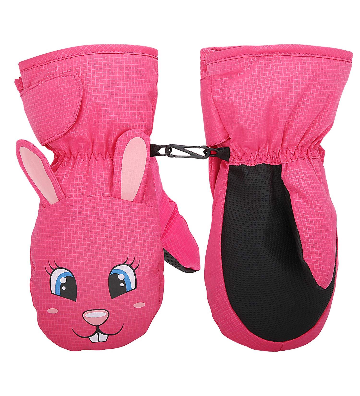 Buy Moko Children's Ski Gloves - Windproof & Waterproof Winter Handheld Warm Faustlings for Girls (4-6 Years) - Perfect for Skiing Cycling & Snowboarding in Magenta (Rabbit) - Buy Online on SooperMarket.com