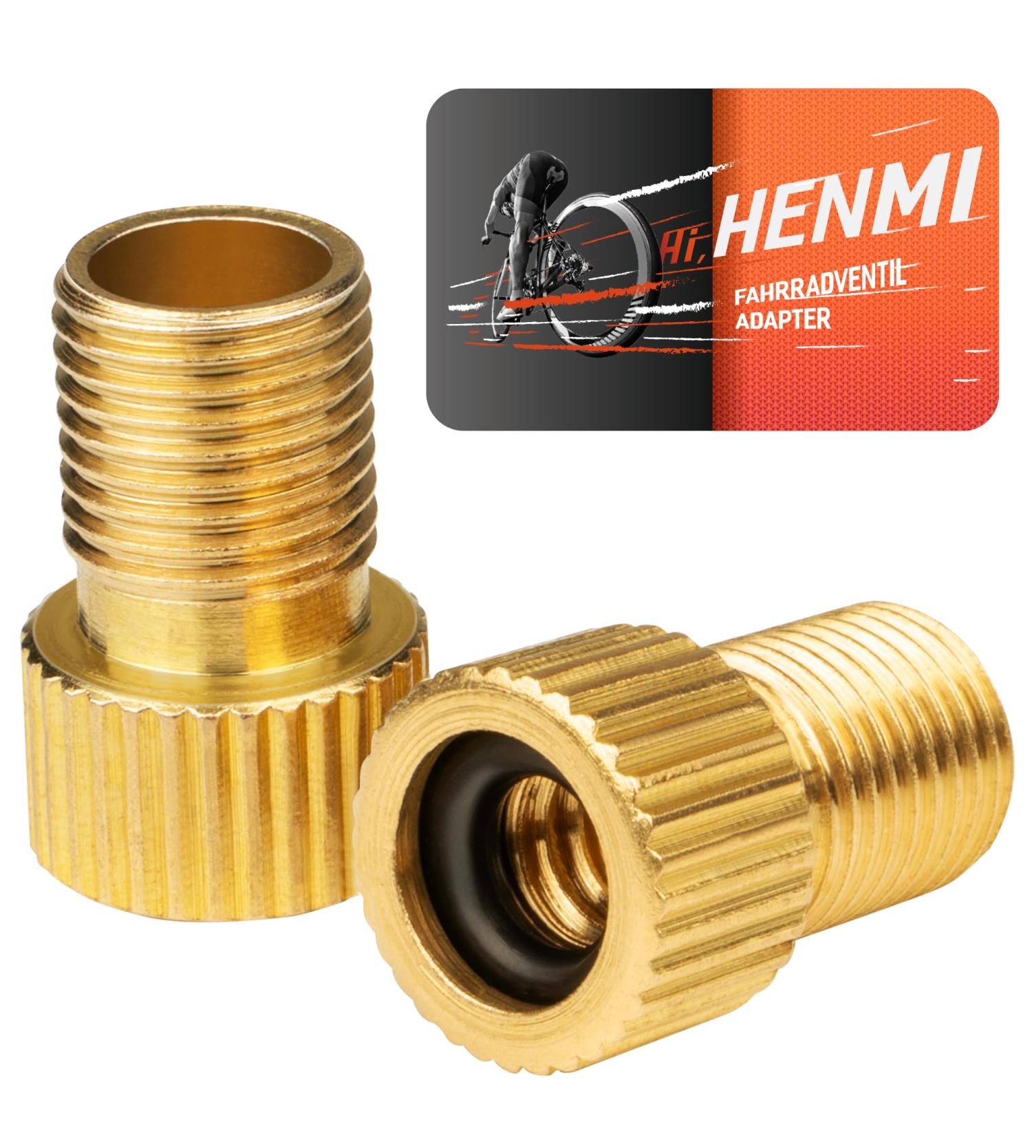 Henmi Bicycle Valve Adapter 2 Series - DV SV to AV | French Valve & Autoventile Adapter | Compatible with Sclaverand & Dunlop - International Shipping - Buy Online on SooperMarket.com