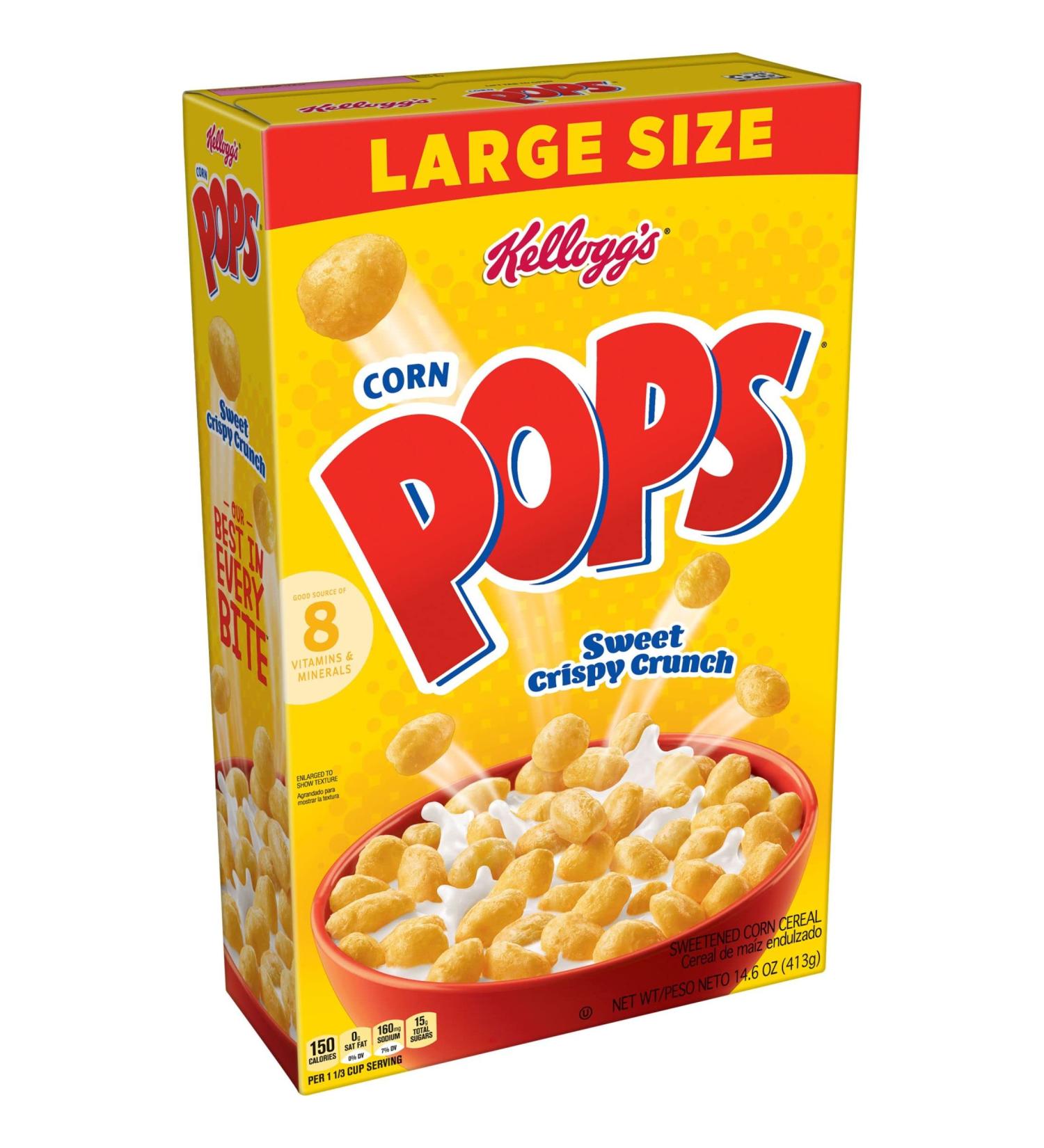 Kellogg's Corn Pops Cereal 14.6oz - Kids' Favorite Breakfast Snack with 8 Vitamins & Minerals - Buy Online on SooperMarket.com