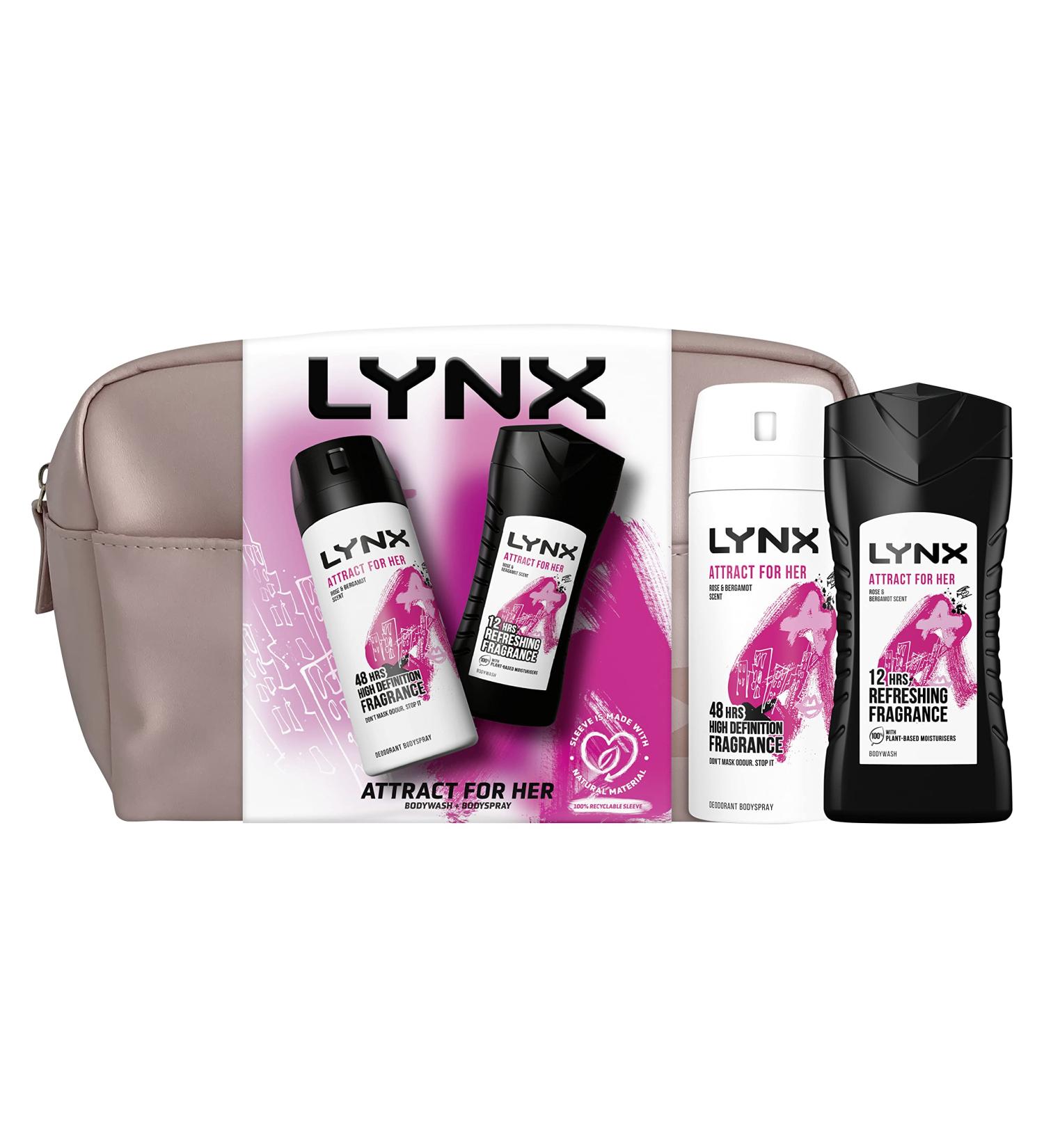 LYNX Attract for Her bodywash & body spray Washbag 2 piece Gift Set perfect for her daily routine - Buy Online on SooperMarket.com