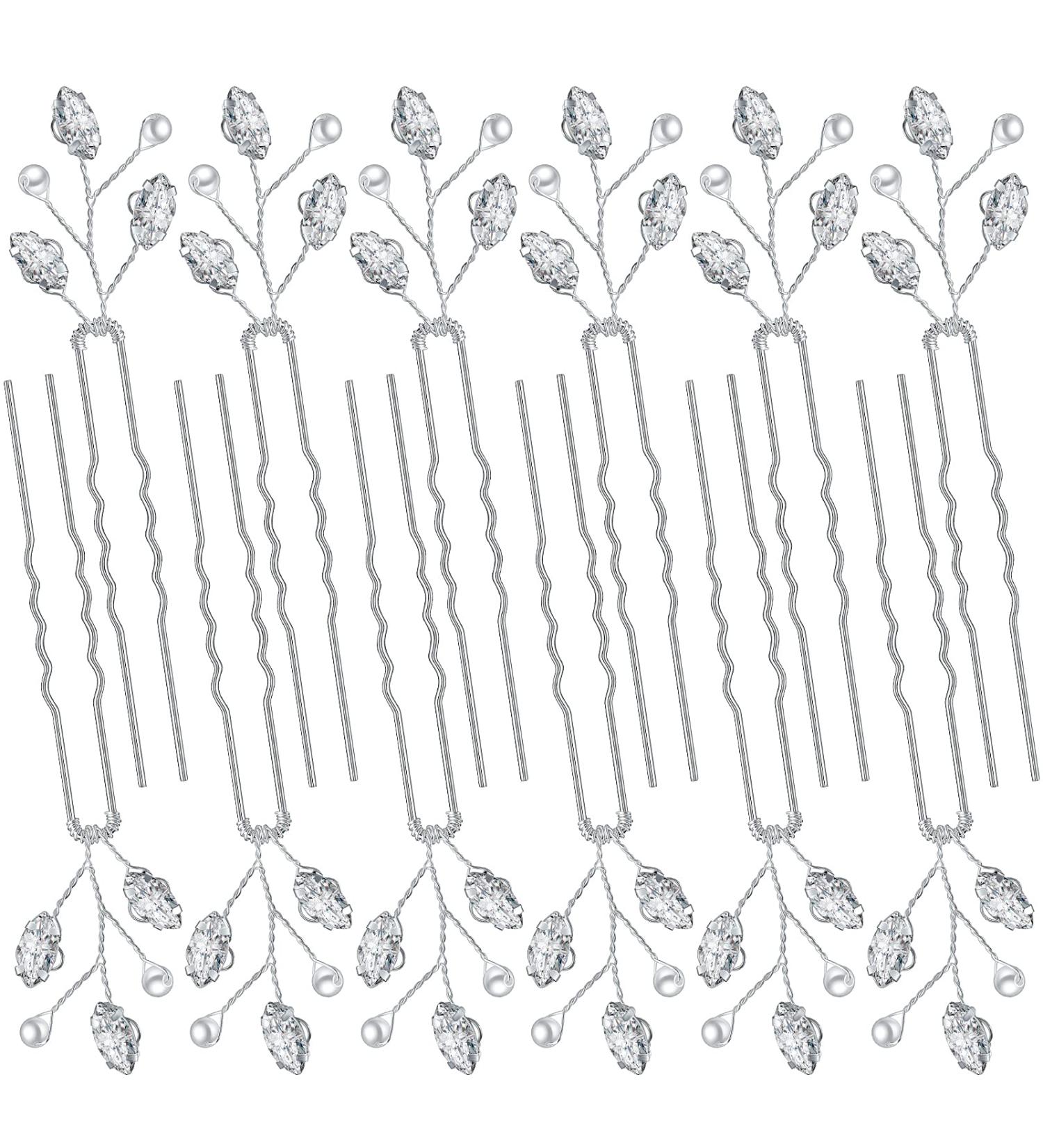 12-Piece Bridal Hair Pins Set - Pearl Crystal Hair Accessory for Wedding Party - Perfect for Bride, Bridesmaids, Flower Girls - Buy Online on SooperMarket.com