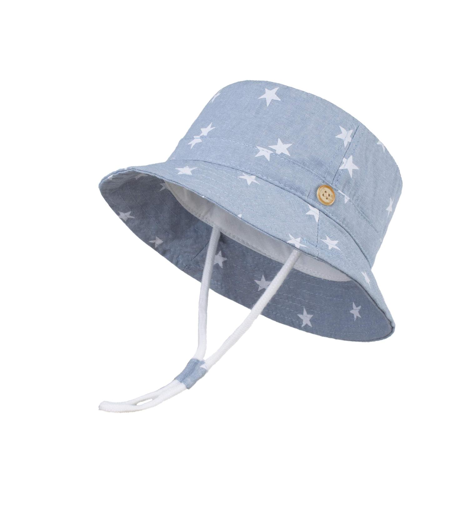 LANGZHEN Beach Sun Protection Hat for Girls | Adjustable Wide Brim Toddler Kids Summer Play Hat with Chin Strap | Light Blue Stars, 4-8 Years - Buy Online on SooperMarket.com