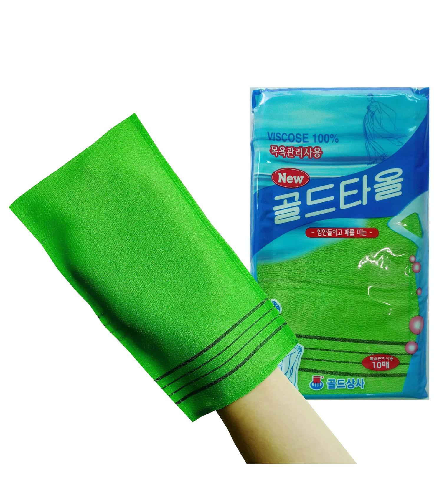 10pc GOLDSANGSA Korean Exfoliating Towel Washcloth Mitts - Large | Ideal for Skincare Exfoliation and Dead Skin Removal - Buy Online on SooperMarket.com
