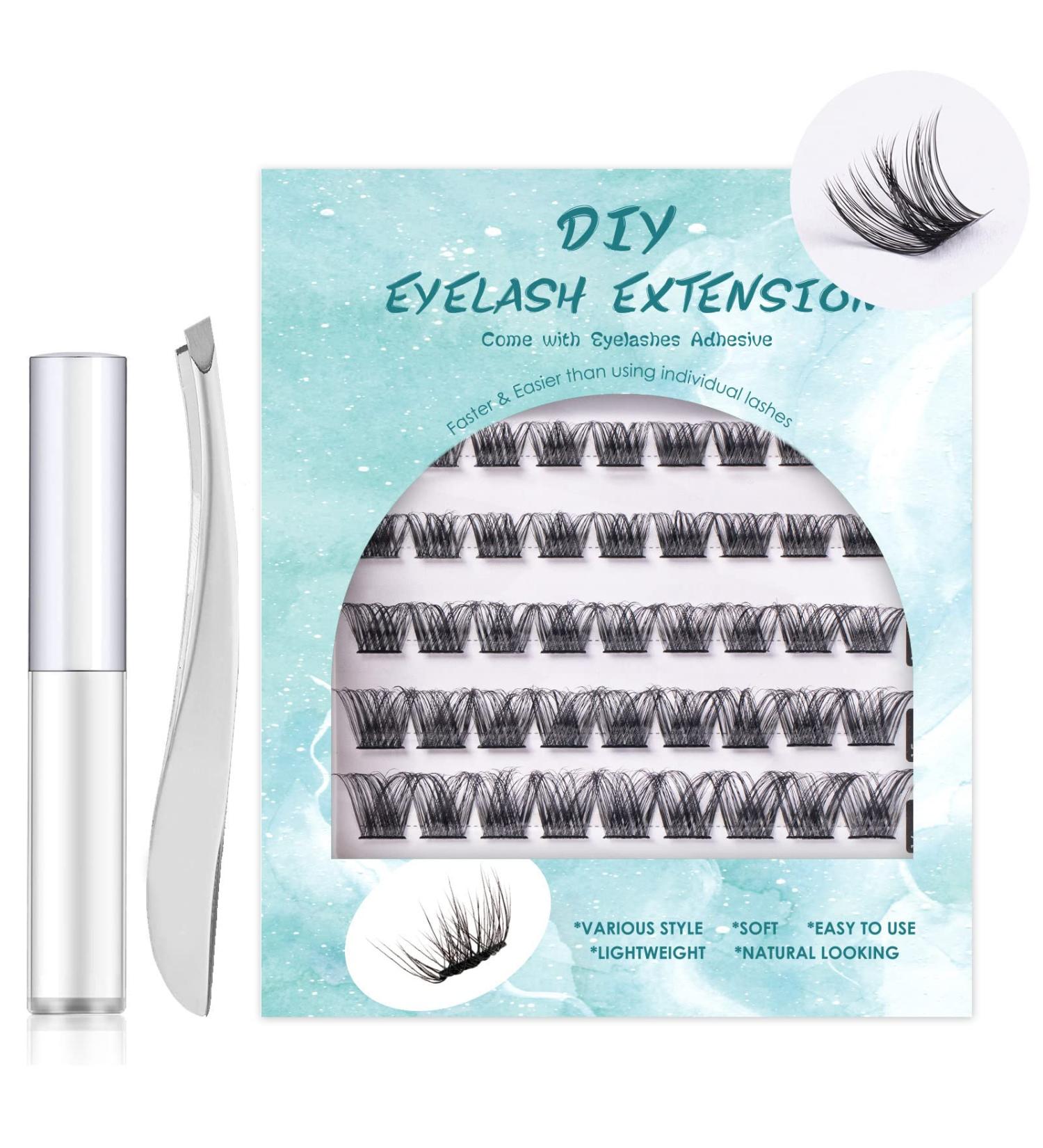 SISILILY Individual Lashes Cluster 45 Pcs DIY False Eyelashes Extension Kit - Reusable 3D Soft Natural C CC D Curl with Glue - 10/12/14/15/16mm Length - DM05 - Buy Online on SooperMarket.com