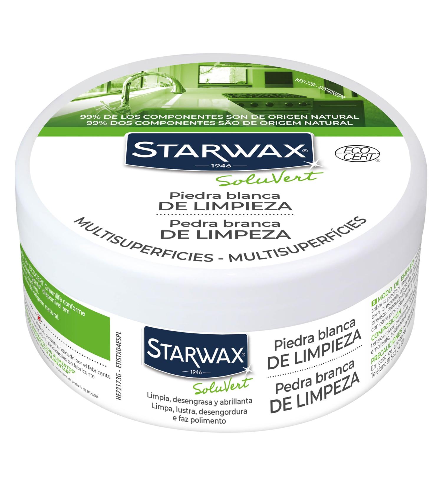 Starwax Multipurpose white cleaning stone - 100% of natural origin - Cleans degreases and polishes
