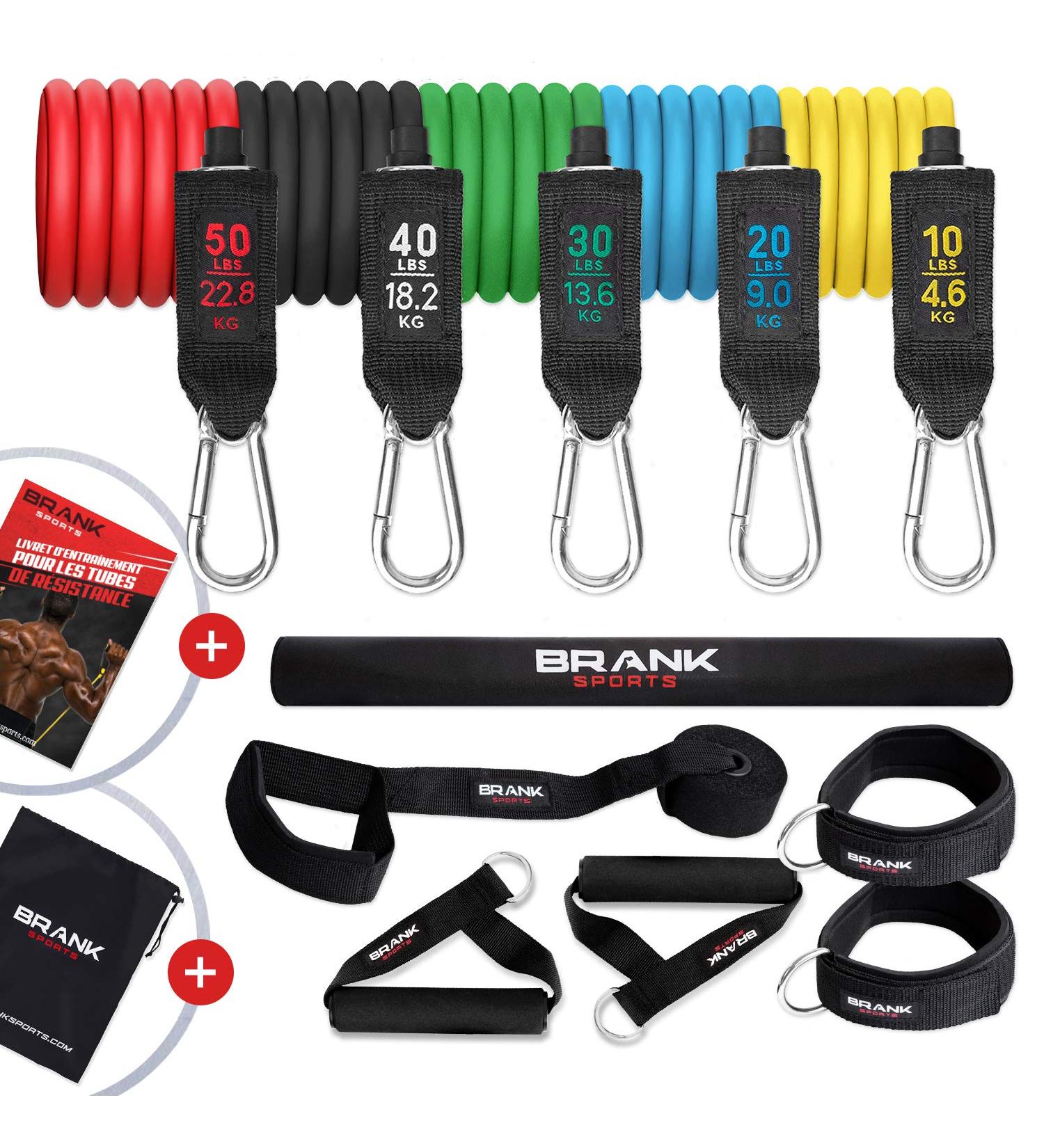 Brank Sports Resistance Tapes - Ultimate Muscle Building Fitness Straps | High-Quality Resistance Bands for Strength Training | Free Training Guide Included - Full Pack - Buy Online on SooperMarket.com