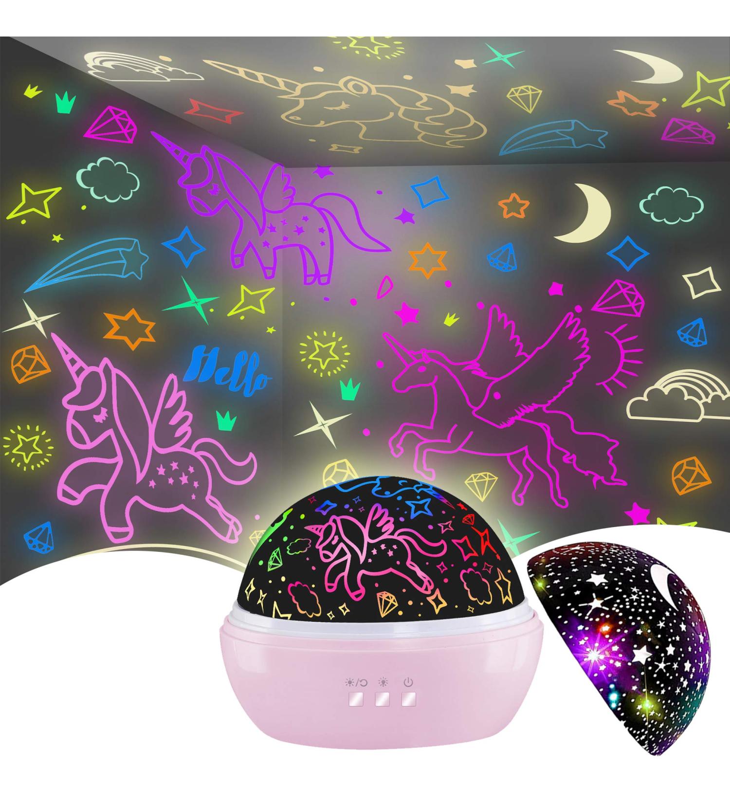 Night Light Kids Star Night Light Projector 2 in 1 Unicorn Toys for Girls 3-8 Year Old Boys Glow in the Dark Stars Unicorn Lamp&Lights Kids Girls Room Decor Christmas Birthday Gifts for 2-9 Year Old Pink - Buy Online on SooperMarket.com