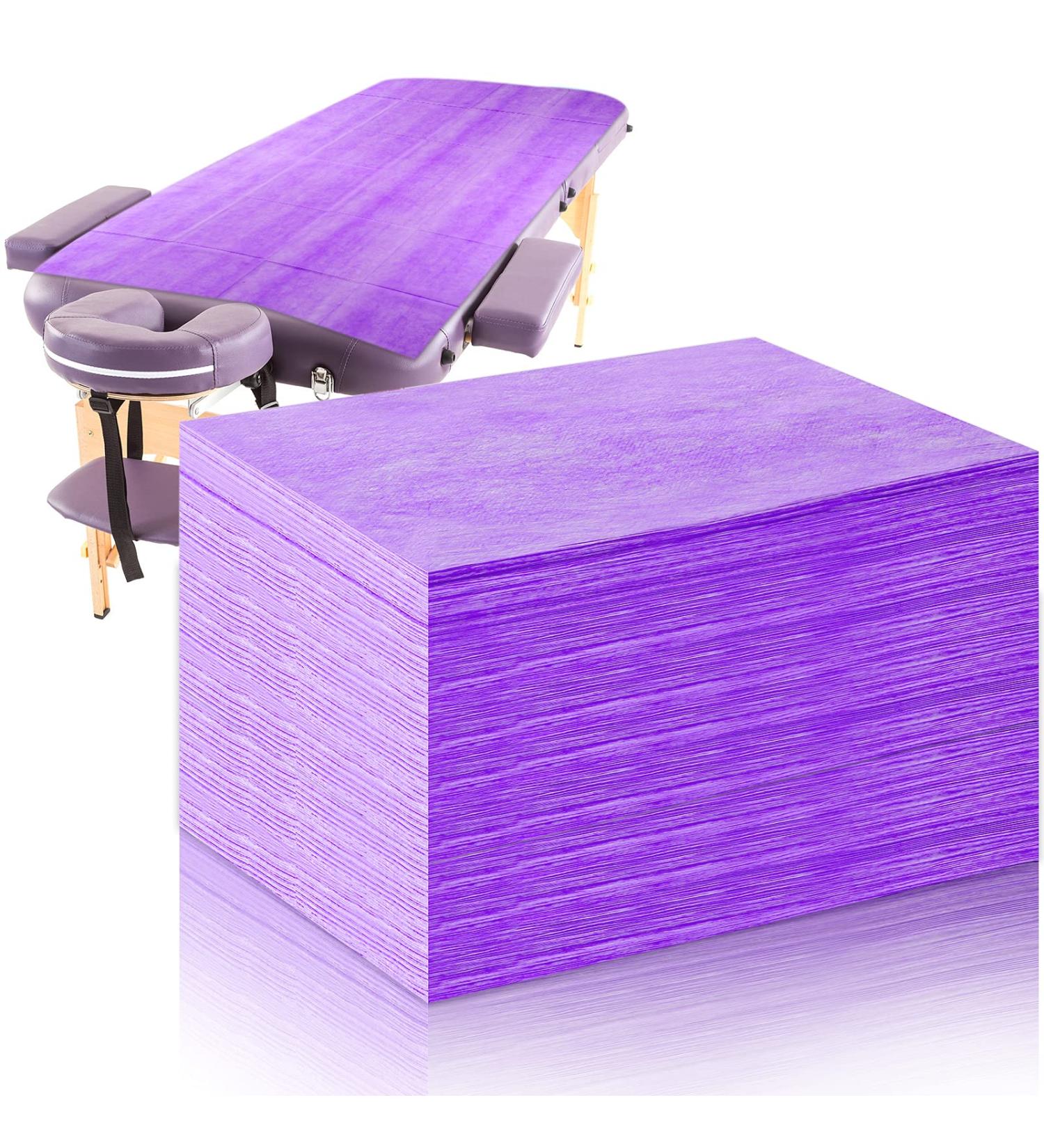 50-Pack 31x70 Inches Waterproof Disposable Bed Sheets - Purple Non-Woven Fabric for Spa, Beauty Salon, Hotels - Buy Online on SooperMarket.com