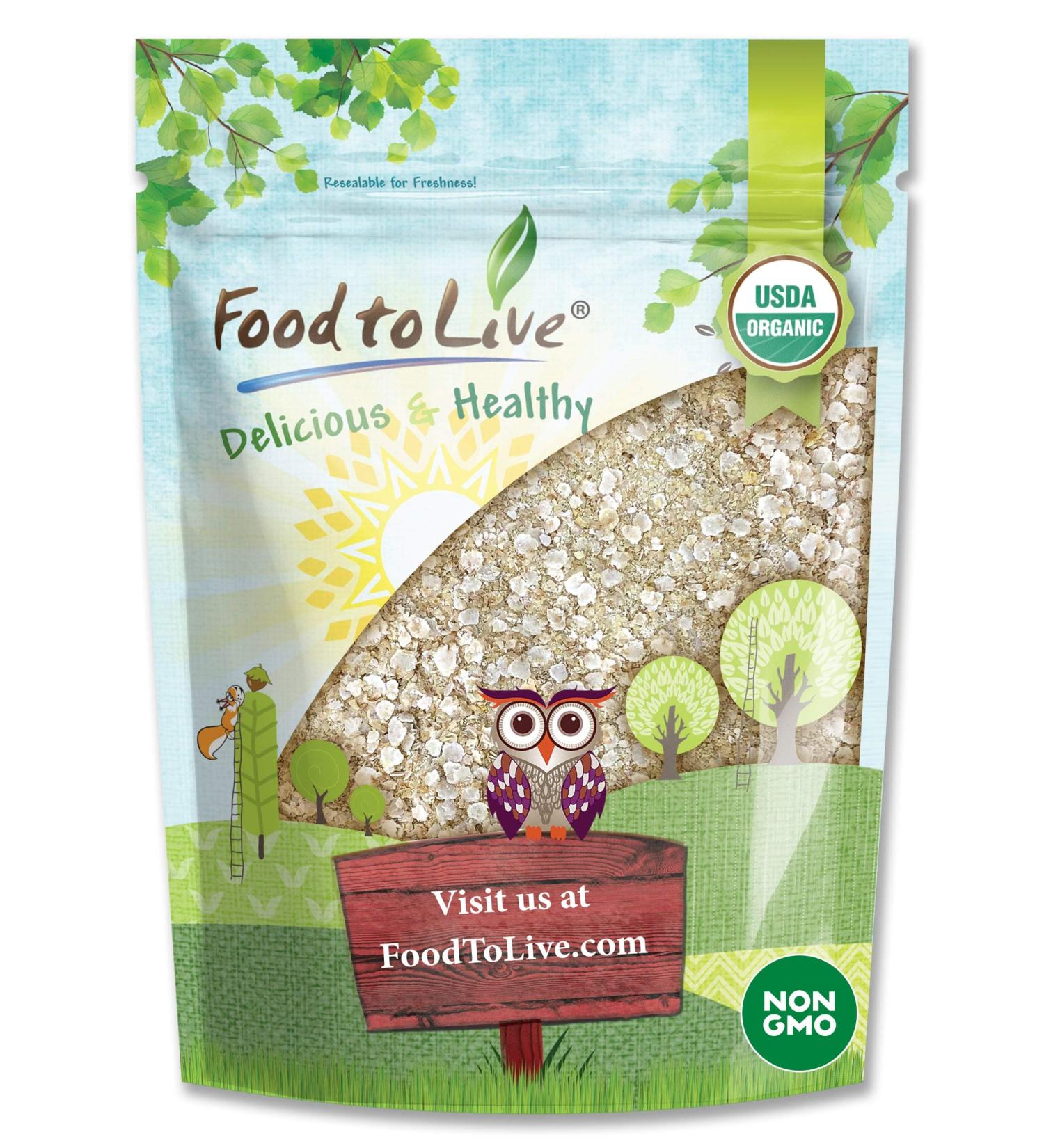 Organic White Quinoa Flakes 1lb - Non-GMO Vegan Kosher Protein-Rich Quinoa Seeds for Cooking, Baking, Oatmeal - High in Riboflavin & Phosphorus - Buy Online on SooperMarket.com