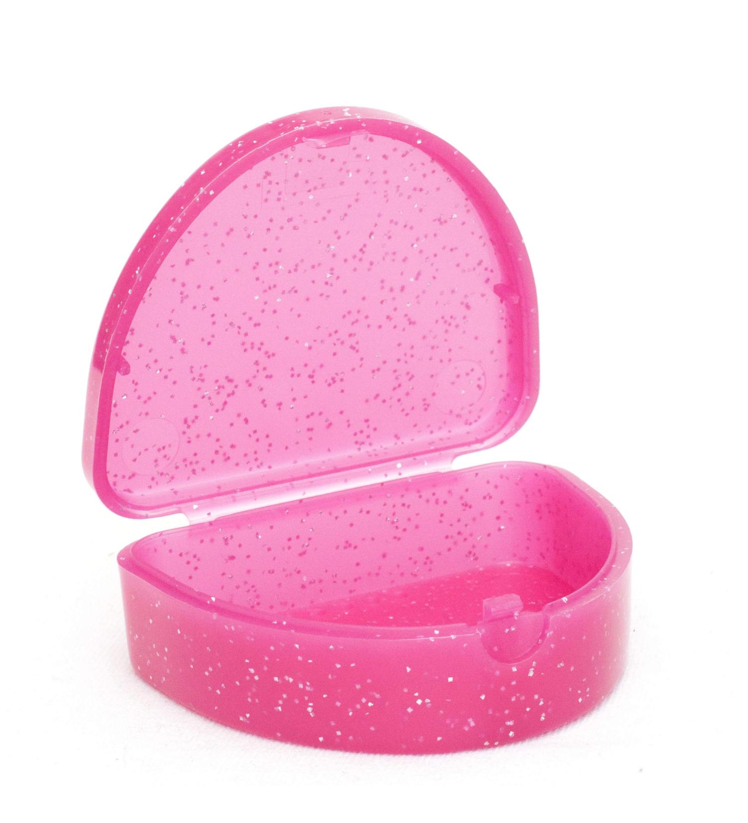 Slim Orthodontic Dental Case - Colour & Glitter Choices for Retainers Bleaching Trays Dentures & More (Glitter Pink) - Buy Online on SooperMarket.com