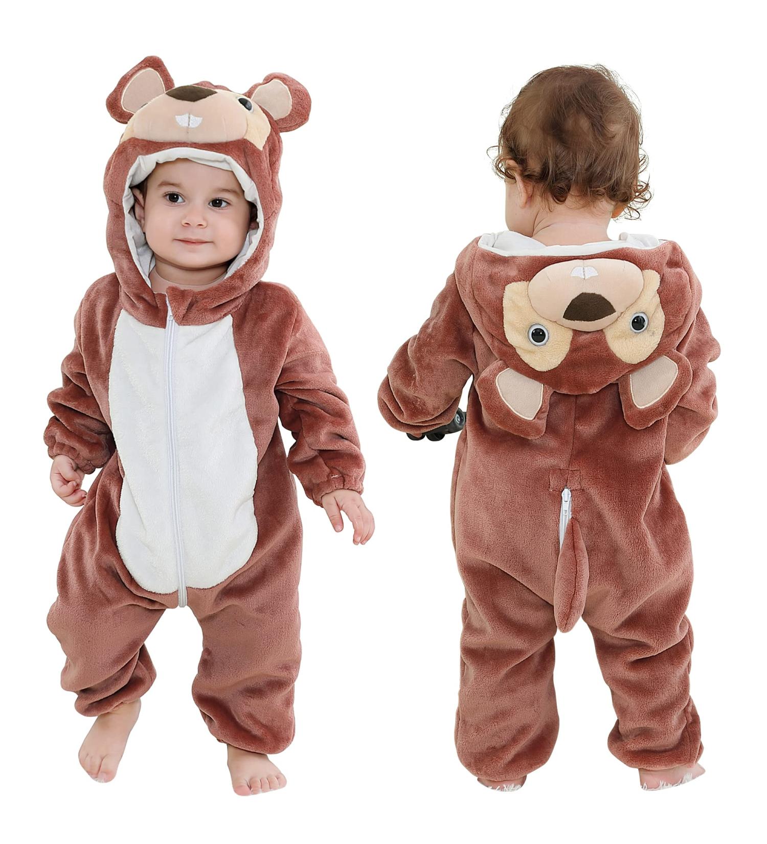 COOKY.D Unisex Winter Hooded Romper Jumpsuit 6-12 Months - Squirrel Design - Buy Online on SooperMarket.com