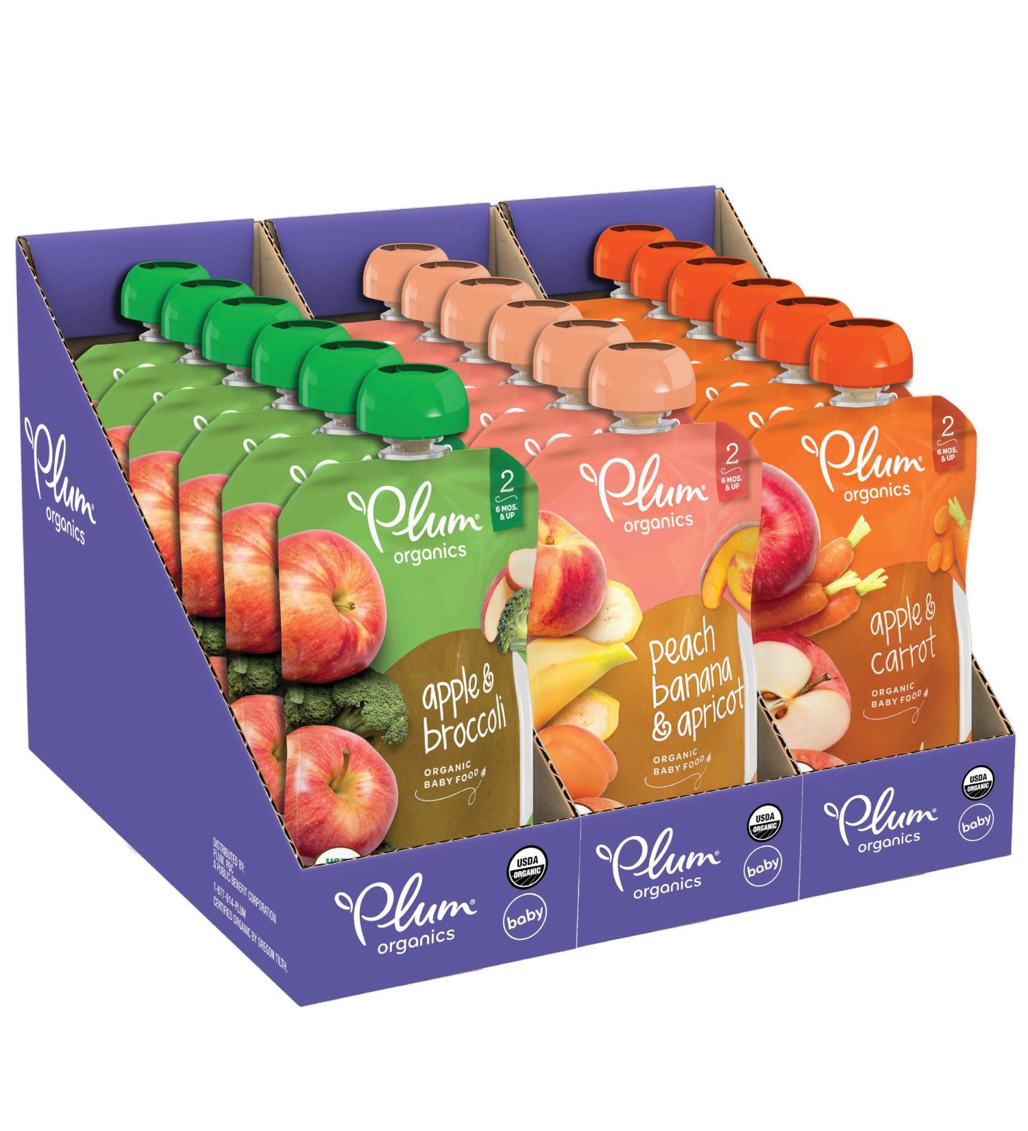 Plum Organics Baby Food Pouch Stage 2 Variety Pack | 18 Pack 4oz | Fresh Organic Fruit and Veggie Squeeze for Babies, Kids, Toddlers - Buy Online on SooperMarket.com