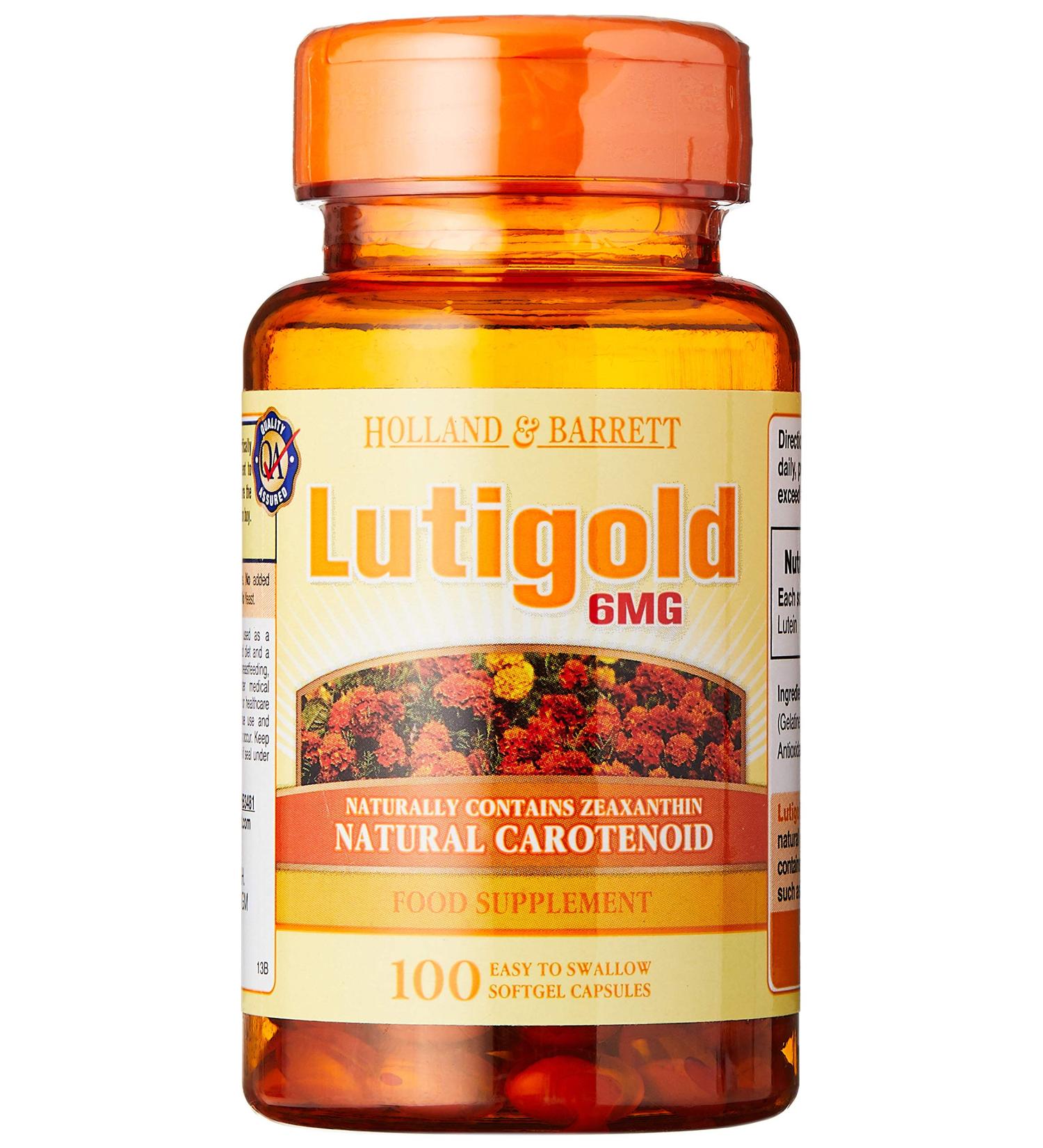 Holland & Barrett Lutigold Lutein 6mg Capsules - Natural Zeaxanthin Source for Eye Health - 100 Count - Buy Online on SooperMarket.com
