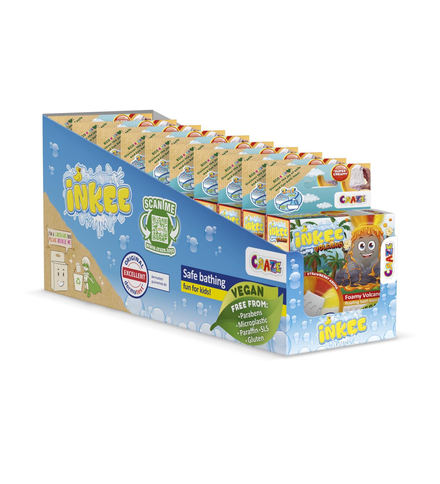 Inkee Foamy Volcano 10 Set | Colorful Bath Bombs for Kids | Cola Scented Volcano-Shaped Bathing Balls with Macadamia Oil - Buy Online on SooperMarket.com