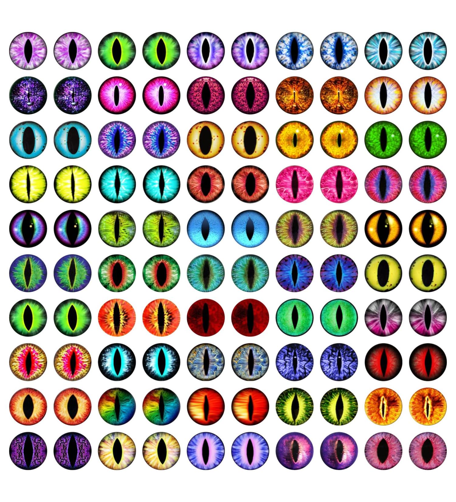 100PCS Assorted Dragon Eyes Glass Cabochon - 10mm Oval for DIY Jewelry and Sculpture Making - Buy Online on SooperMarket.com