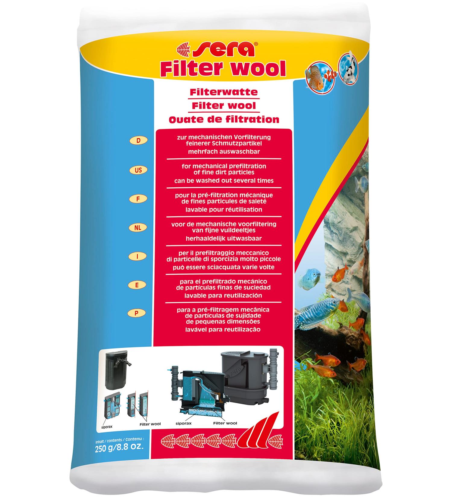 sera filter wool 250 g - For mechanical pre-filtering of finer dirt particles