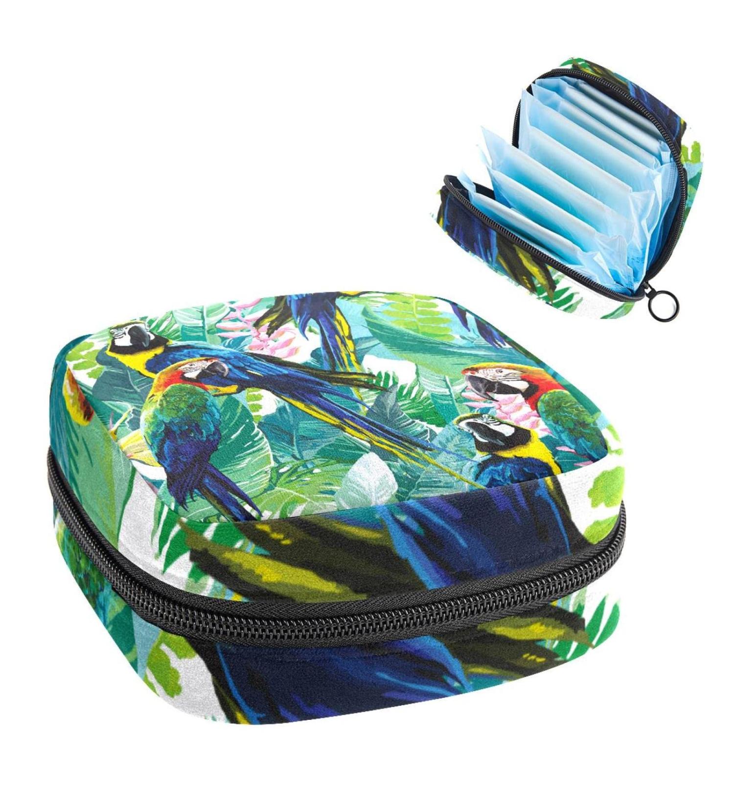 Respite Parrots Sanitary Napkin Storage Bag - Portable Period Pouch for Women & Teen Girls | Multi-Colored Design - 1Pcs - Buy Online on SooperMarket.com
