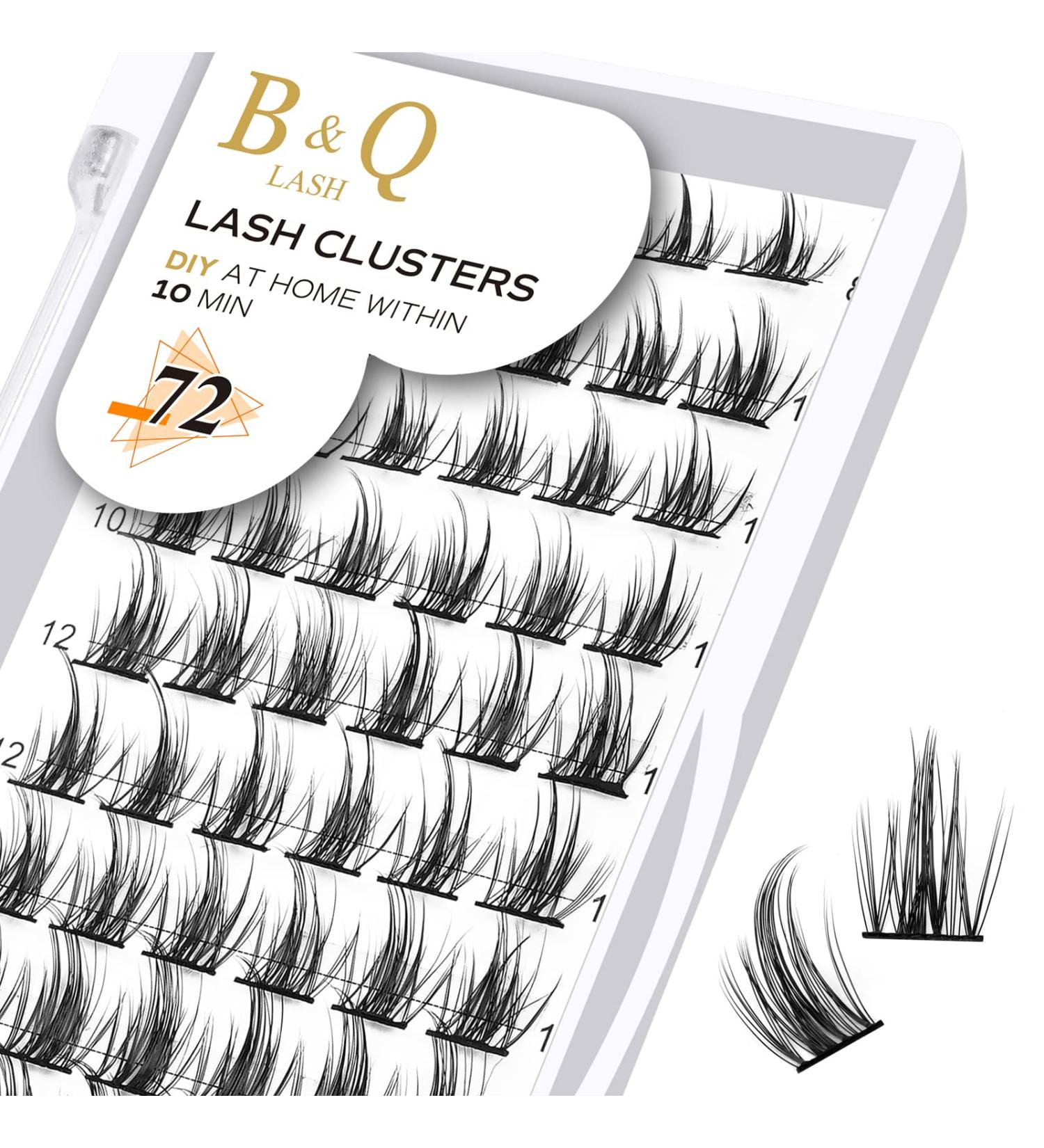 72 D Curl B&Q Lash Clusters | Natural Soft Fluffy DIY Eyelash Extensions - UK-FD-B41-D-8-16MIX - Buy Online on SooperMarket.com