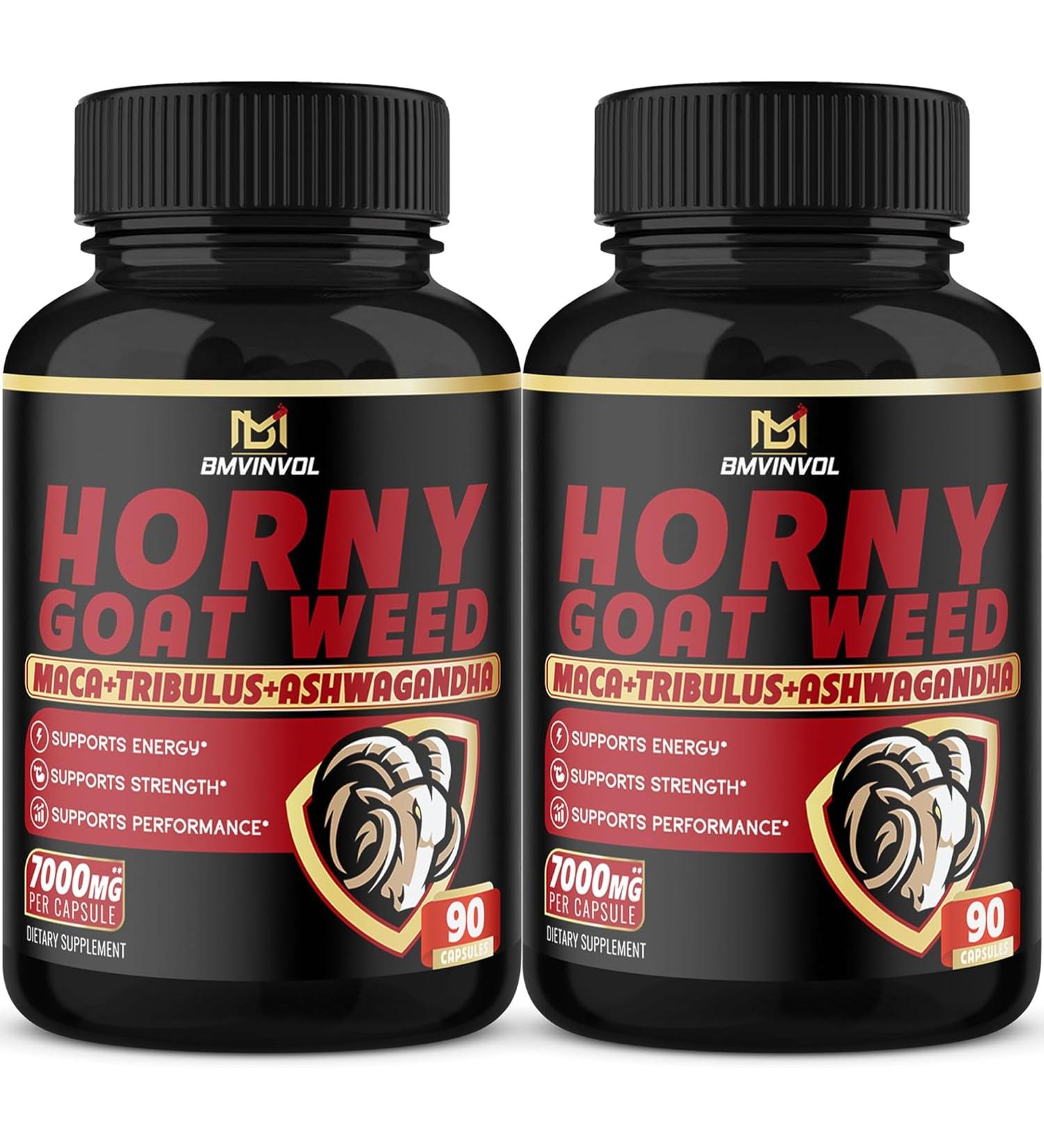 BMVINVOL Horny Goat Weed Capsules - 7000mg - Pack of 2 - 180 Capsules - Buy Online on SooperMarket.com