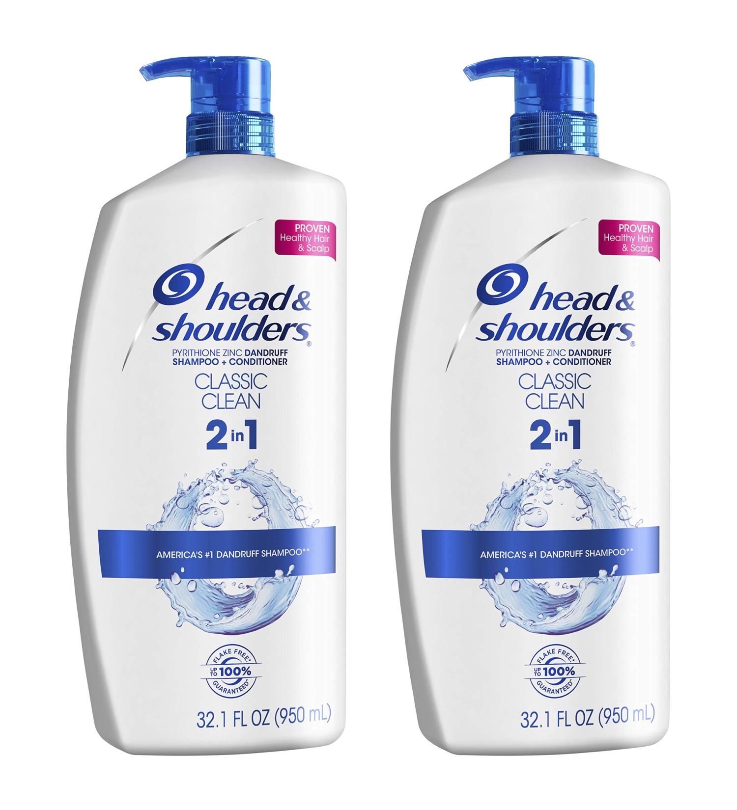 Head and Shoulders 2 in 1 Anti Dandruff Shampoo and Conditioner, Classic Clean Scent, 32.1 fl oz Twin Pack - For All Hair Types, Color Treated, Curly Hair - Buy Online on SooperMarket.com