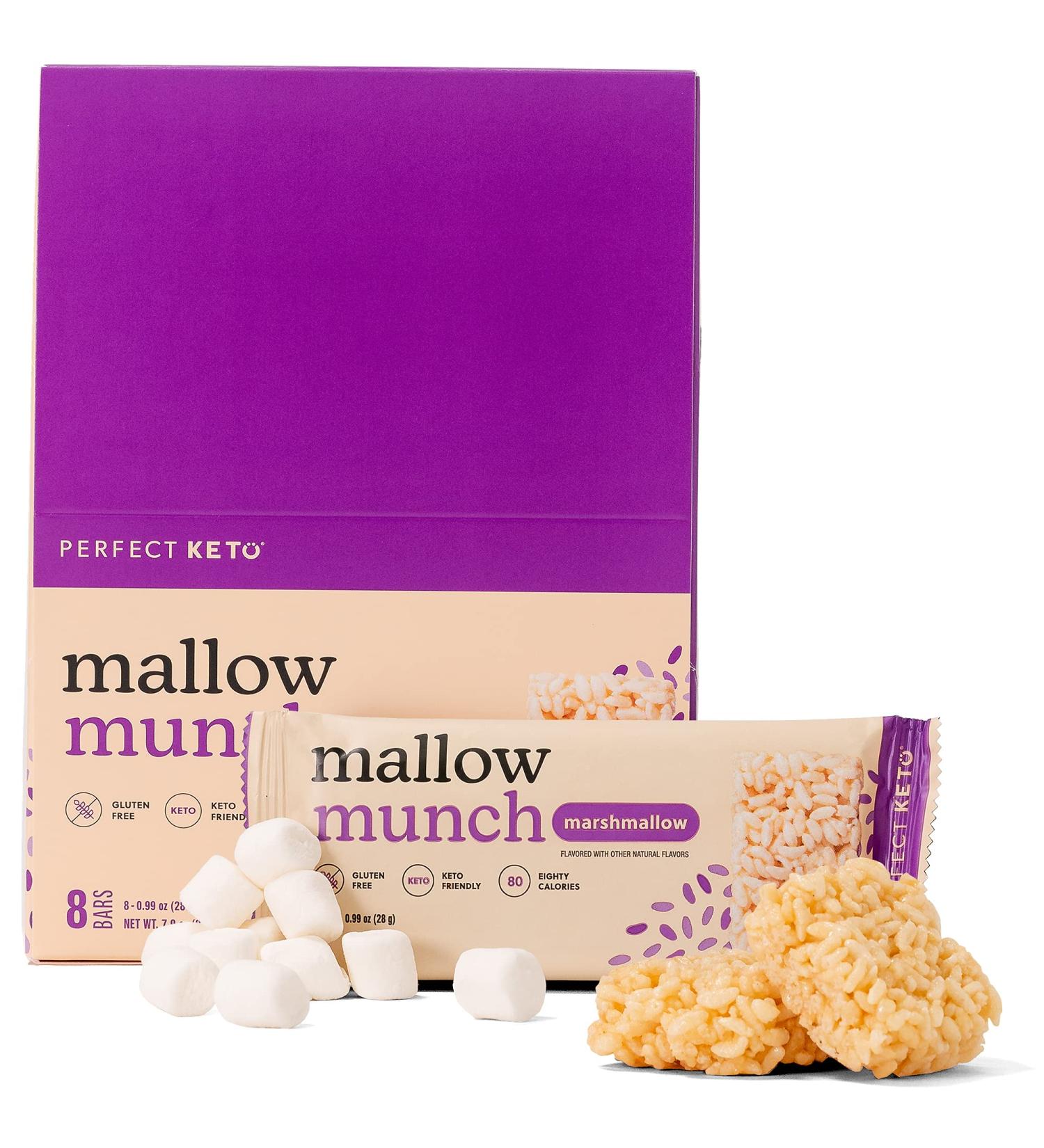 Perfect Keto Mallow Munch | Gluten-Free Keto Breakfast Cereal Bars with Zero Added Sugar | Enjoy the Chewy Treat You Love and Stay Committed to Ketosis | 8 Pack (Original) - Buy Online on SooperMarket.com