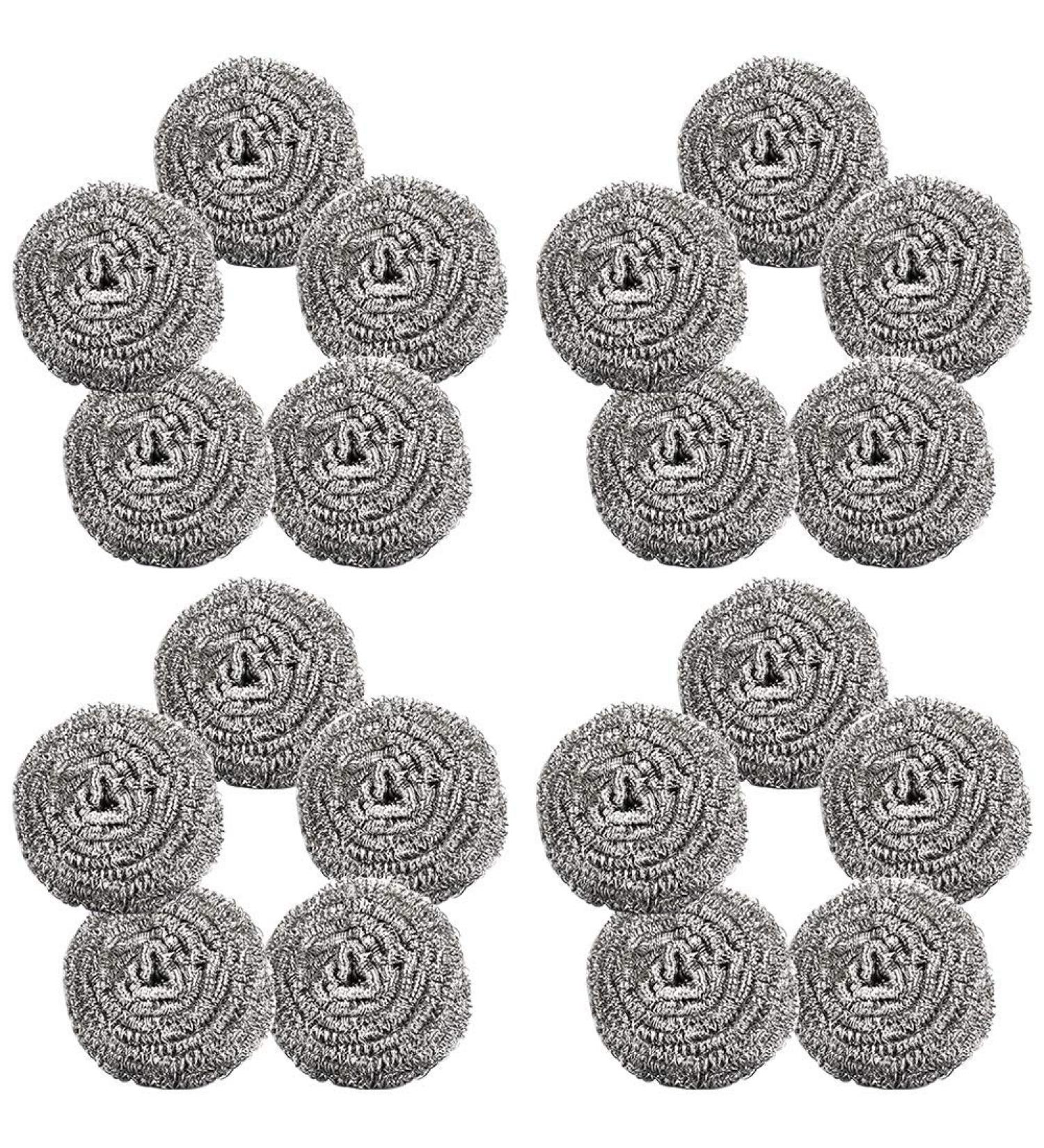 20-Piece Stainless Steel Pot Cleaner Set - High-Performance Spiral Scour Pads for Pans Grills & Stoves - Durable Silver Cleaning Solution - Buy Online on SooperMarket.com