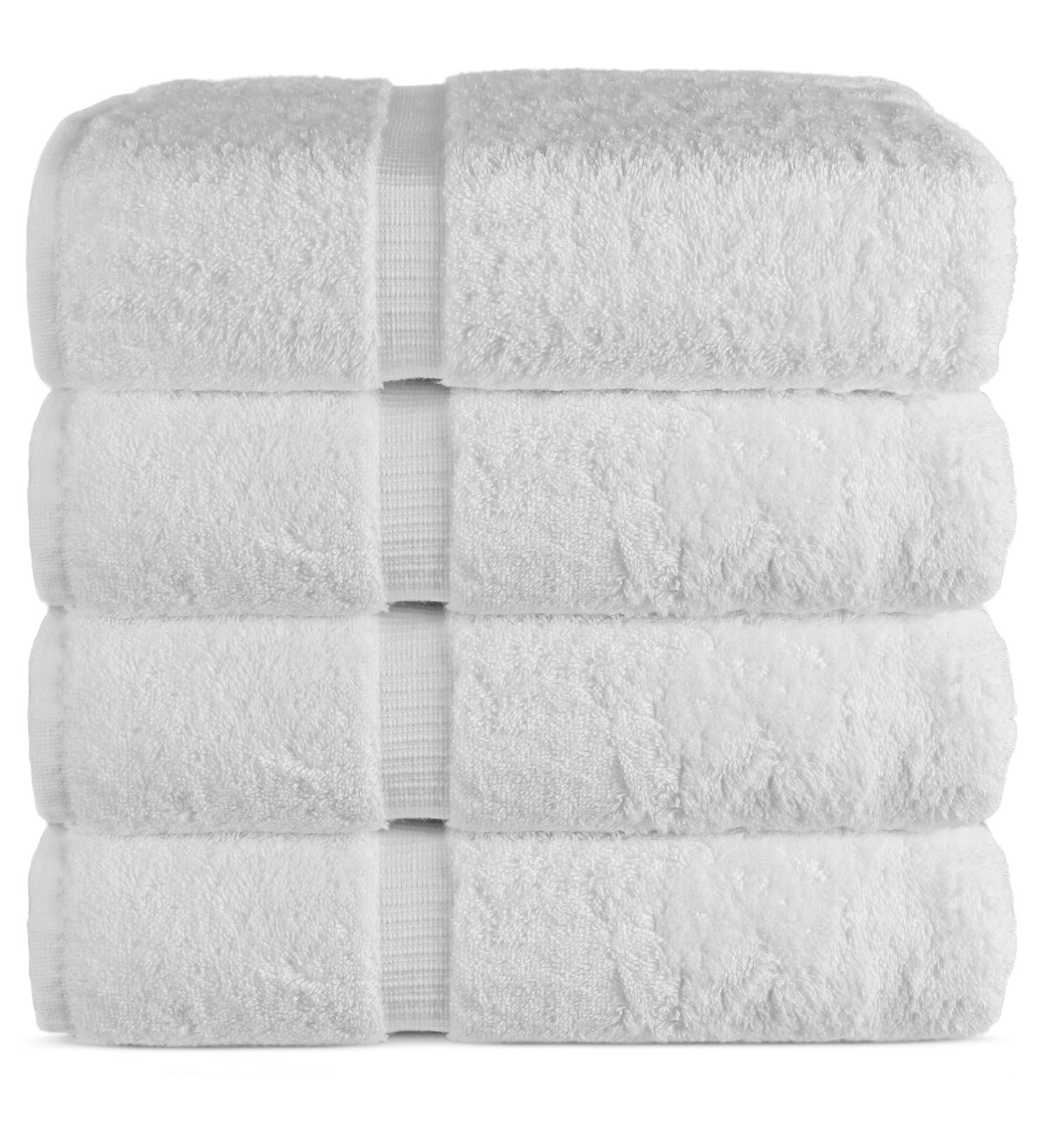 Chakir Turkish Linens 100% Cotton Premium Towels for Bathroom - 27'' x 54'' | 4-Piece Bath Towels Set in White - Buy Online on SooperMarket.com