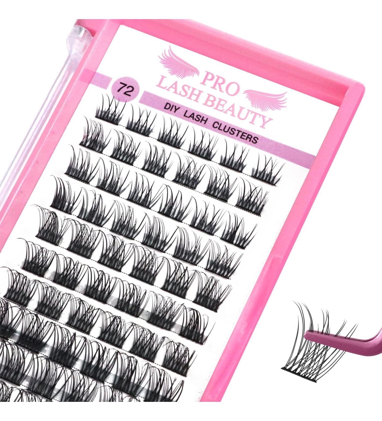 Cluster Lashes 72 Pcs Individual Lashes Lash Clusters DIY Eyelash Extension Natural Lashes Super Thin Band Reusable Soft & Comfortable (D-14mm) 14 mm Natural - Buy Online on SooperMarket.com