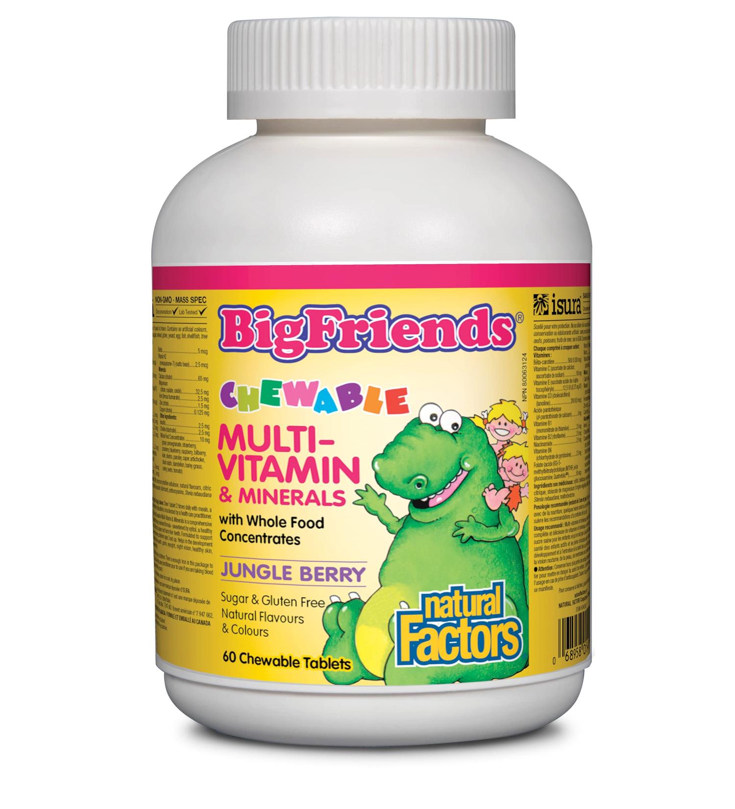 Natural Factors Big Friends Chewable Multi-Vitamin & Minerals Jungle Berry - 60