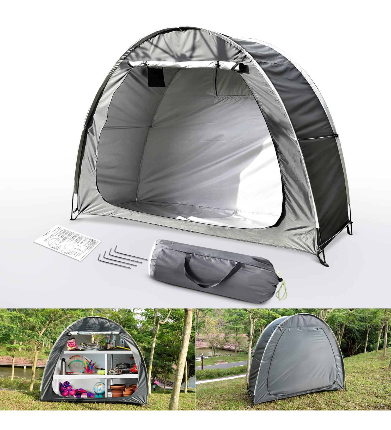 Foldable Outdoor Bike Cover Storage Tent | Waterproof Storage for Bikes, Garden Tools, Lawn Mower | AU-94R - Buy Online on SooperMarket.com